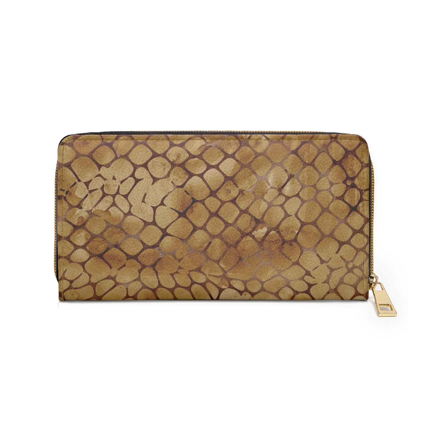 Amber Venom | Amber Brown Faux Snake Zipper Wallet | Warm Exotic Luxury for Bold Style