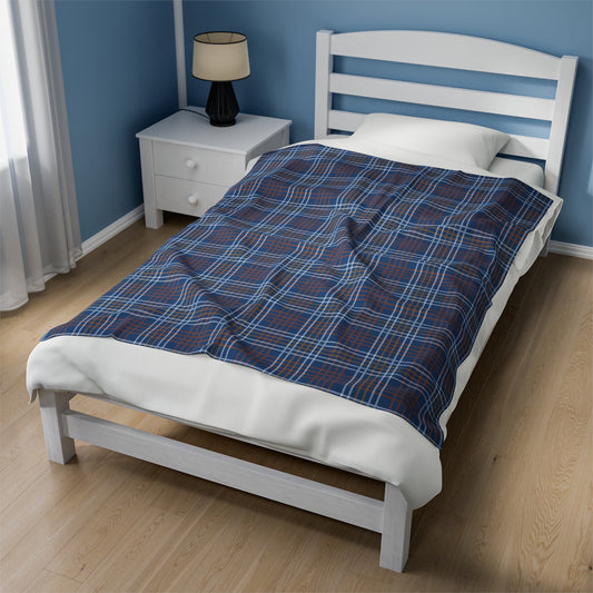Custom Dark Blue Striped Plush Velveteen Plaid Blanket – Cozy, Soft, and Perfect for Personalized Gifts | 50x60 - Signature Keepsake Designs