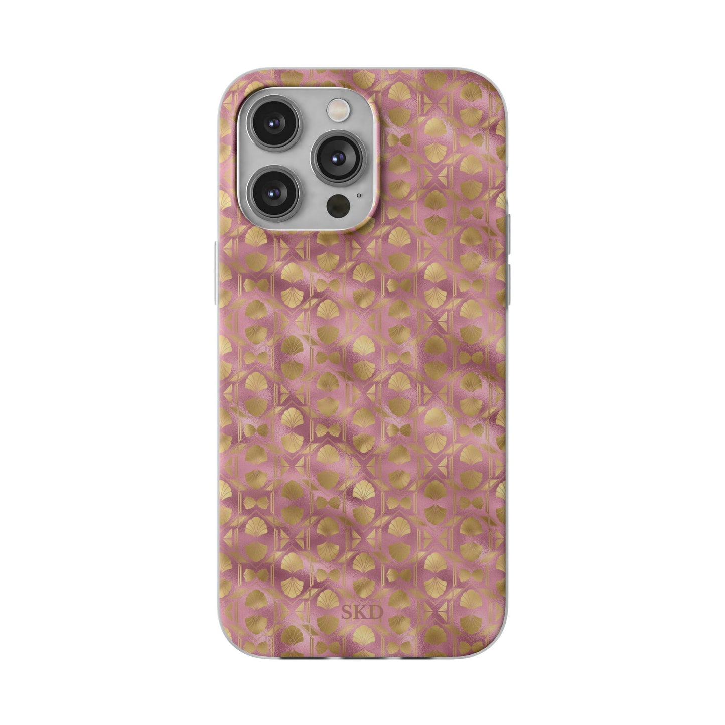 Collector's Vault: Blush Horizon | Soft, Pastel Pink & Gold iPhone Case | Shock-Absorbing TPU Protective Cover, Slim & Wireless Charging Compatible, All iPhone Sizes
