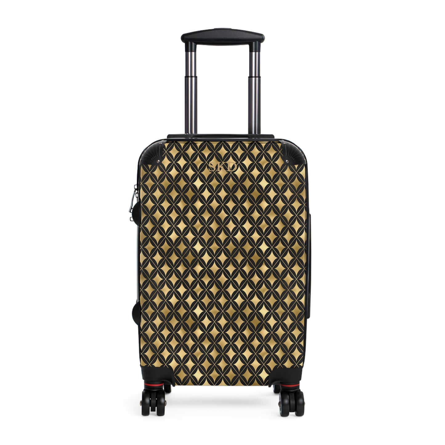 Prestige Legacy | Black & Gold Diamond Pattern Suitcase with Built-In Lock and Durable Protection | Luxurious and Enduring Travel, Lightweight Carry-On, Vacation Essential