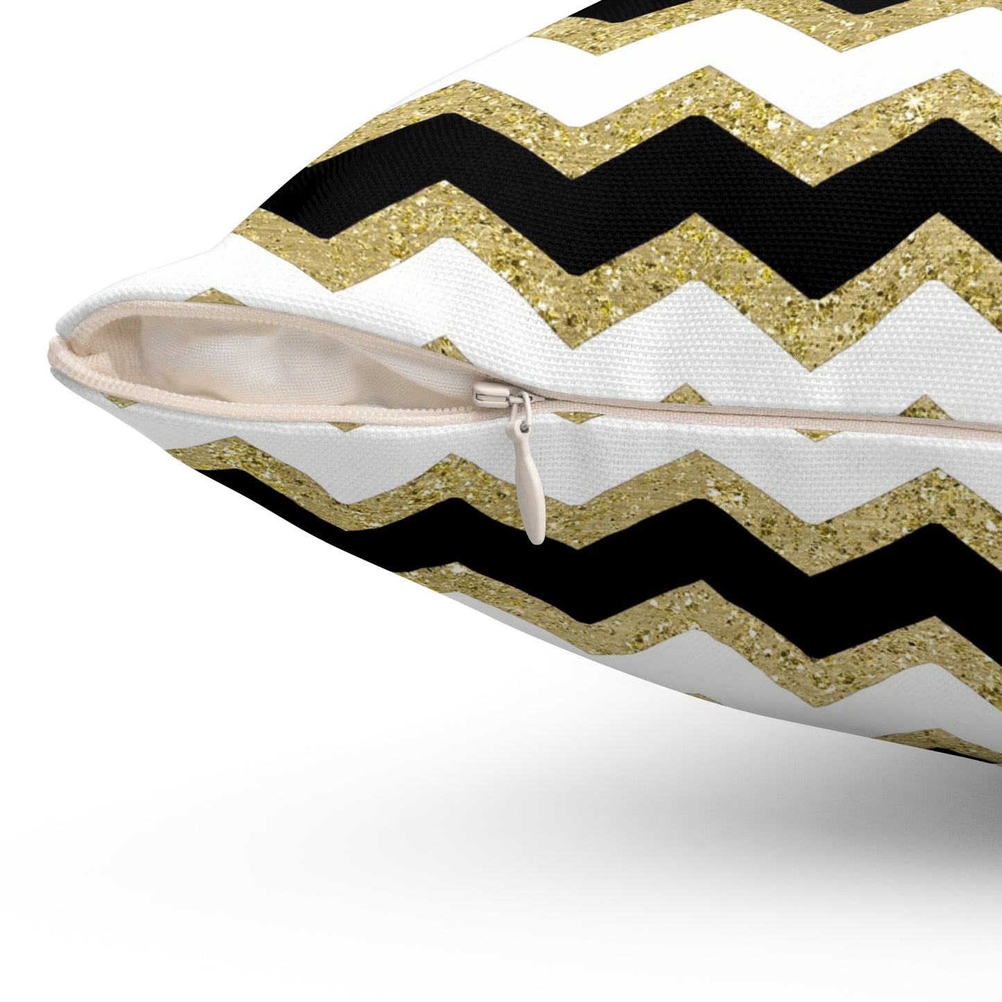 Gold Black Zigzag Custom Spun Polyester Square Pillow – Stylish Double-Sided Home Décor Accent for a Personalized Touch