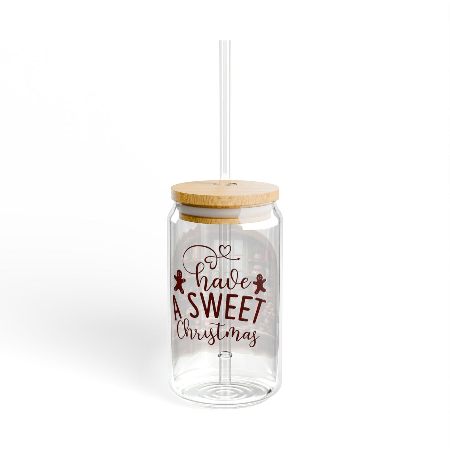 'Have A Sweet Christmas' | 16oz Custom Sipper Glass with Bamboo Lid & Straw – Perfect for Sweet Treats and Family Parties