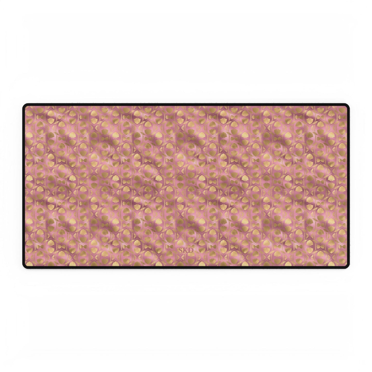 Collector's Vault: Blush Horizon | Soft Pastel Pink & Gold Computer Desk Mat | Non-Slip Rubber Base, Smooth Surface for Creative Spaces