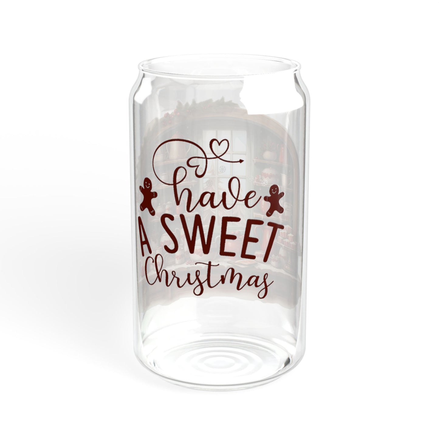 'Have A Sweet Christmas' | 16oz Custom Sipper Glass with Bamboo Lid & Straw – Perfect for Sweet Treats and Family Parties