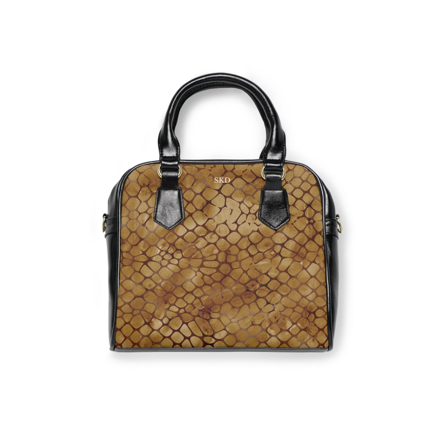 Amber Venom | Cognac Brown Faux Leather Snake Shoulder Bag | Warm Exotic Luxury for Bold Style