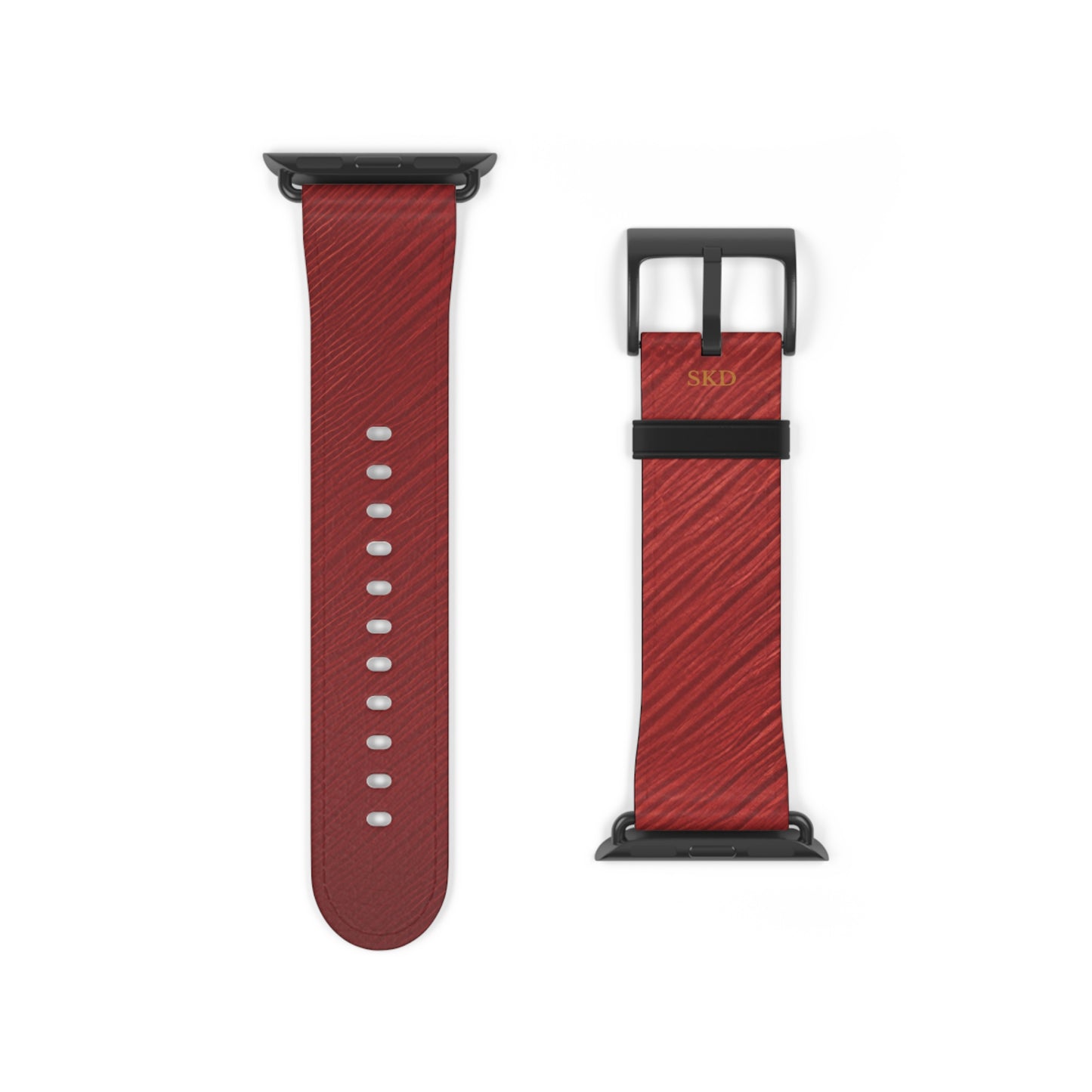 Crimson Reverie | RoHS, REACH & Intertek Certified Dark Red Luxe Apple Watch Strap | Designer Faux Leather, Stainless Steel, All Series Compatible