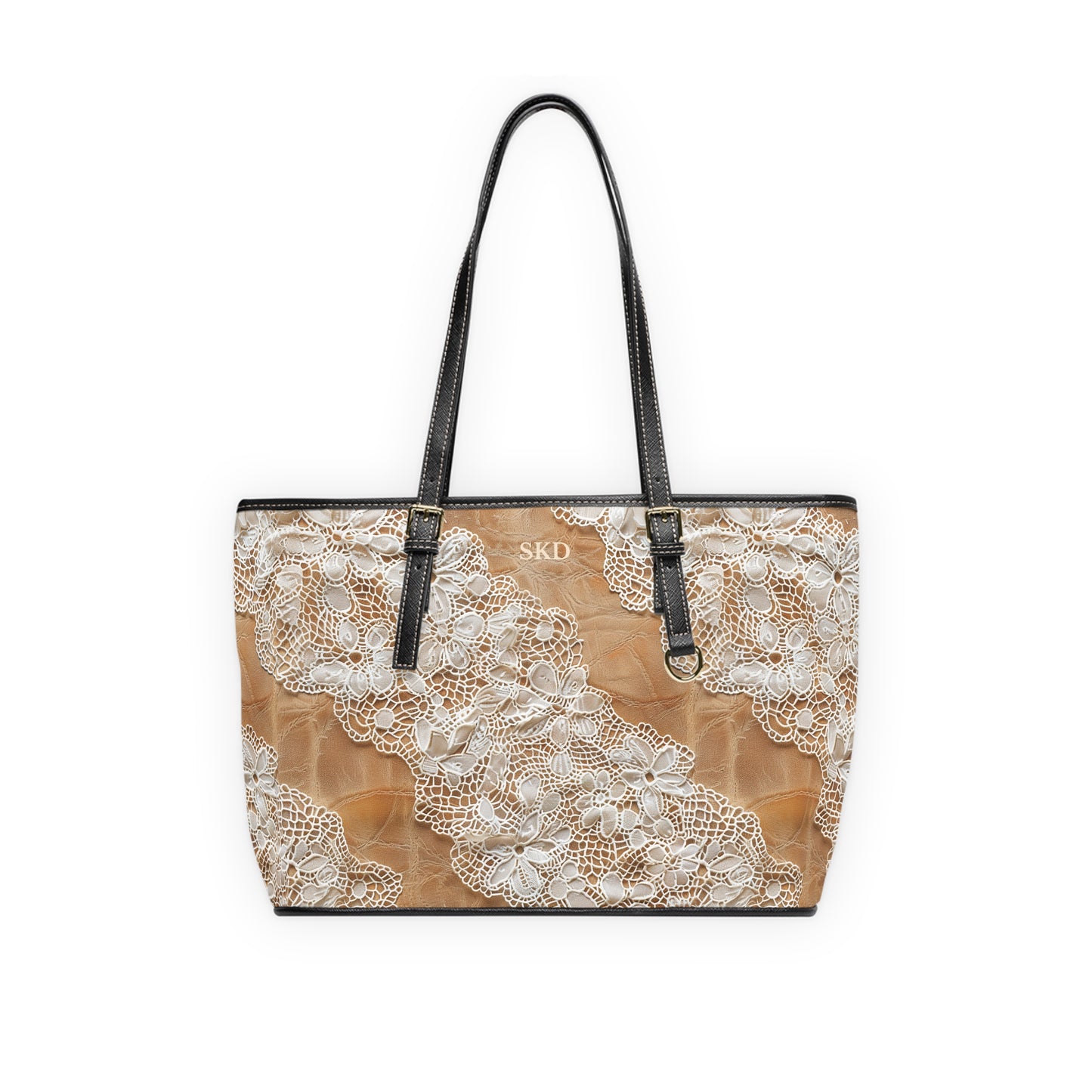 Demure Elegance | Soft Lace & Beige Smooth Faux Leather Shoulder Bag | Understated Luxury for Graceful Women