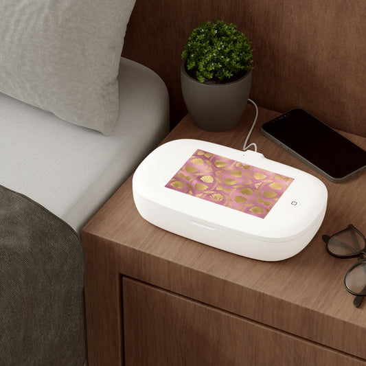 Collector's Vault: Blush Horizon | Soft, Pastel Pink & Gold UV Phone Sanitizer & Wireless Charging Pad | Kills 99% of Germs, Fits Phones, Keys & Jewelry