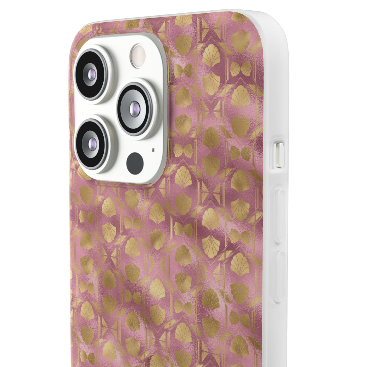 Collector's Vault: Blush Horizon | Soft, Pastel Pink & Gold iPhone Case | Shock-Absorbing TPU Protective Cover, Slim & Wireless Charging Compatible, All iPhone Sizes