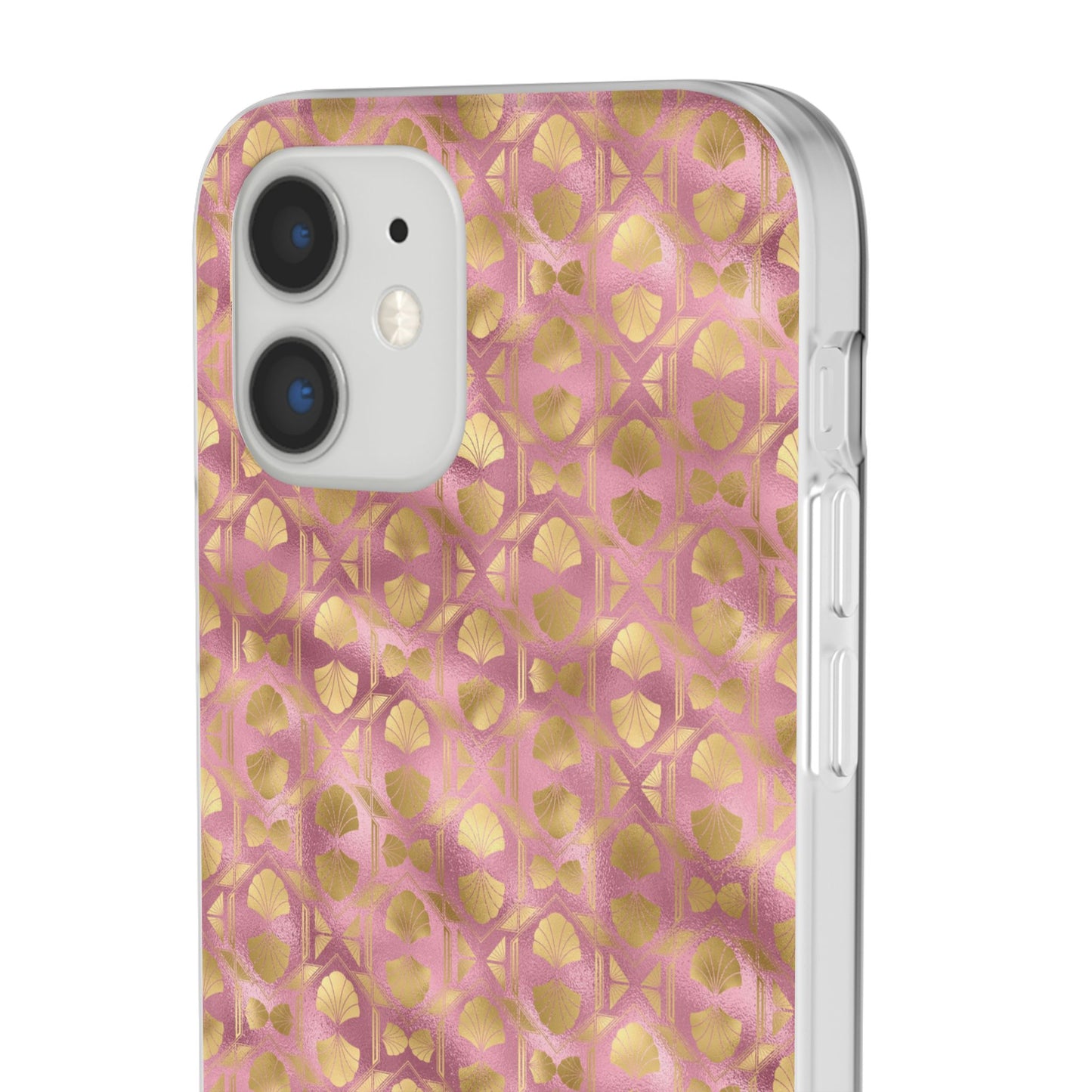 Collector's Vault: Blush Horizon | Soft, Pastel Pink & Gold iPhone Case | Shock-Absorbing TPU Protective Cover, Slim & Wireless Charging Compatible, All iPhone Sizes