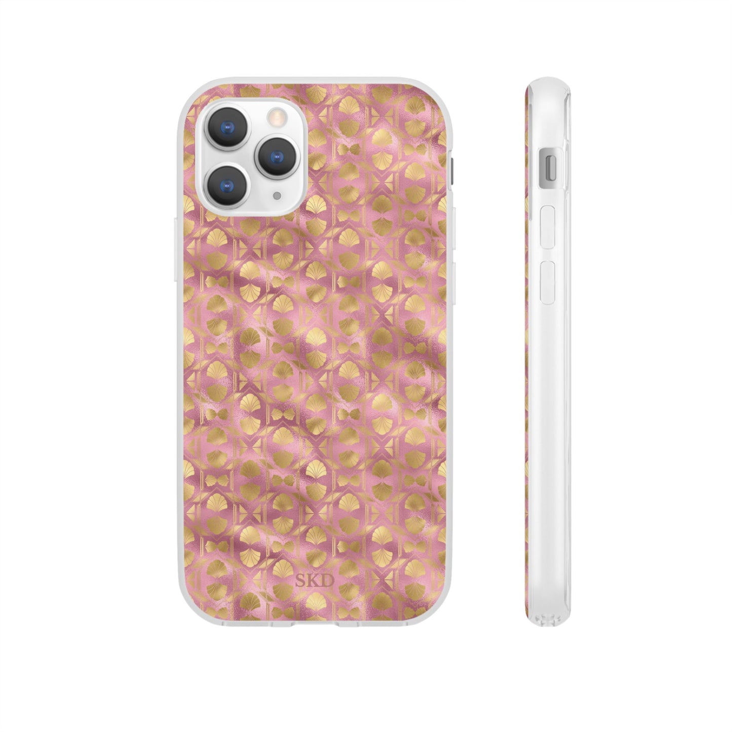 Collector's Vault: Blush Horizon | Soft, Pastel Pink & Gold iPhone Case | Shock-Absorbing TPU Protective Cover, Slim & Wireless Charging Compatible, All iPhone Sizes