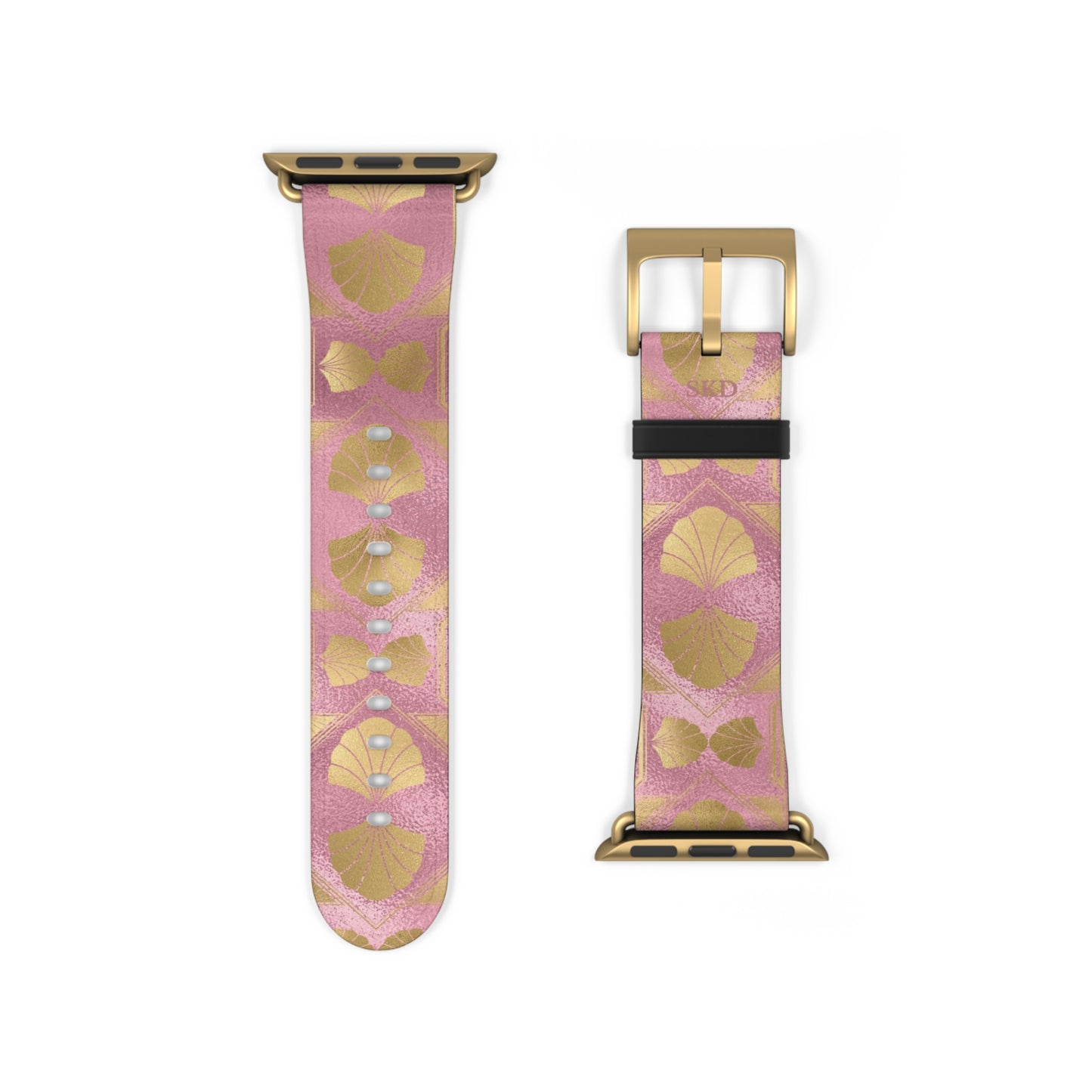 Collector's Vault: Blush Horizon | Soft Pastel Pink & Gold Apple Watch Strap, RoHS, REACH & Intertek Certified | Stainless Steel, All Series Compatible