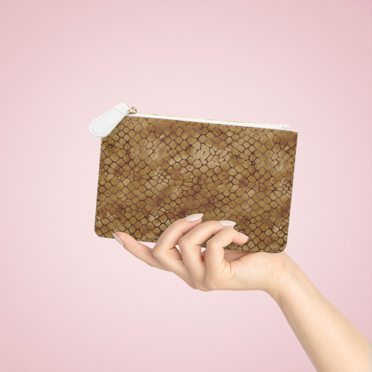 Amber Venom | Amber Brown Faux Snake Mini Clutch Bag | Warm Exotic Luxury for Bold Style