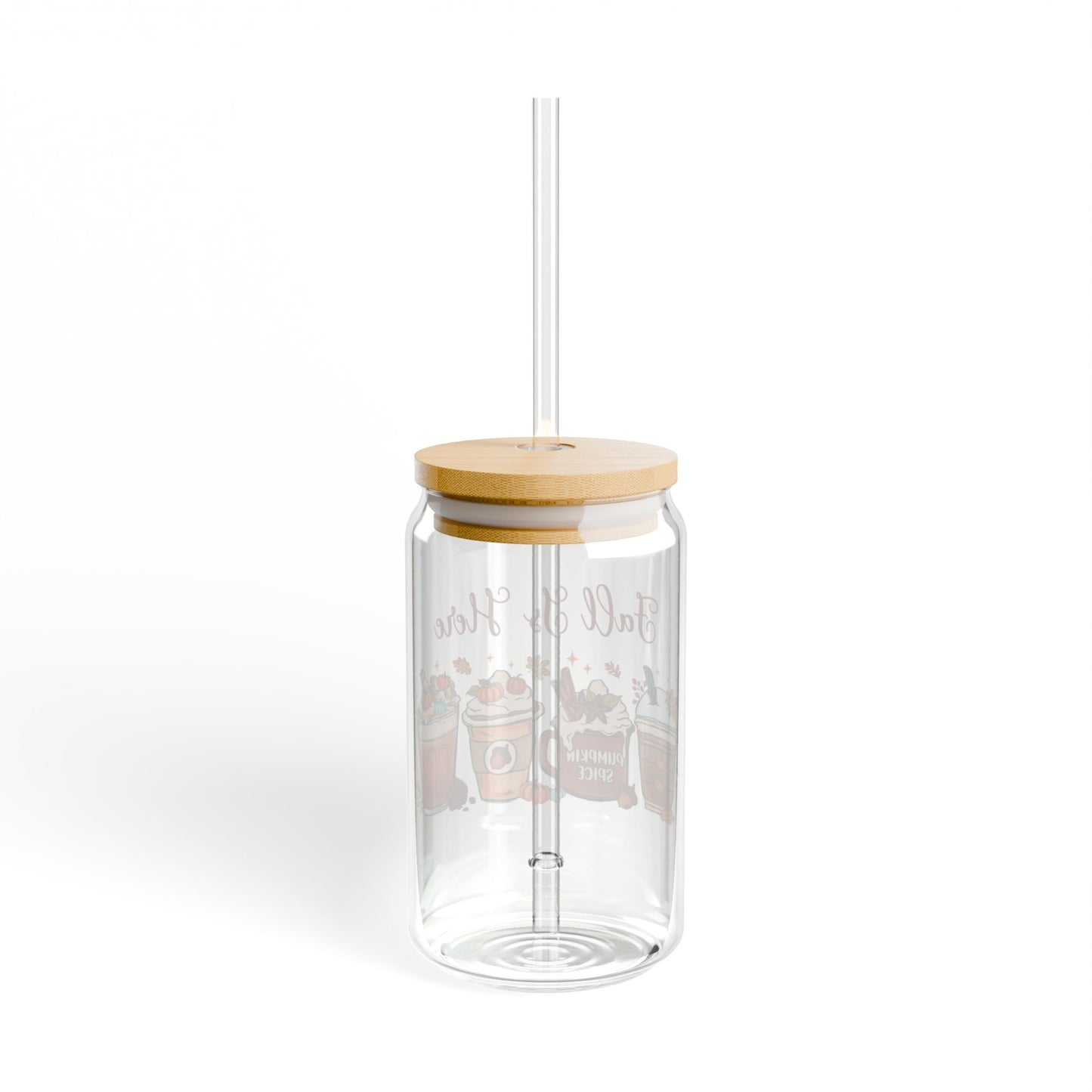 'Fall Is Here' | 16oz Custom Sipper Glass with Bamboo Lid & Straw – Perfect for Sweet Treats and Family Parties