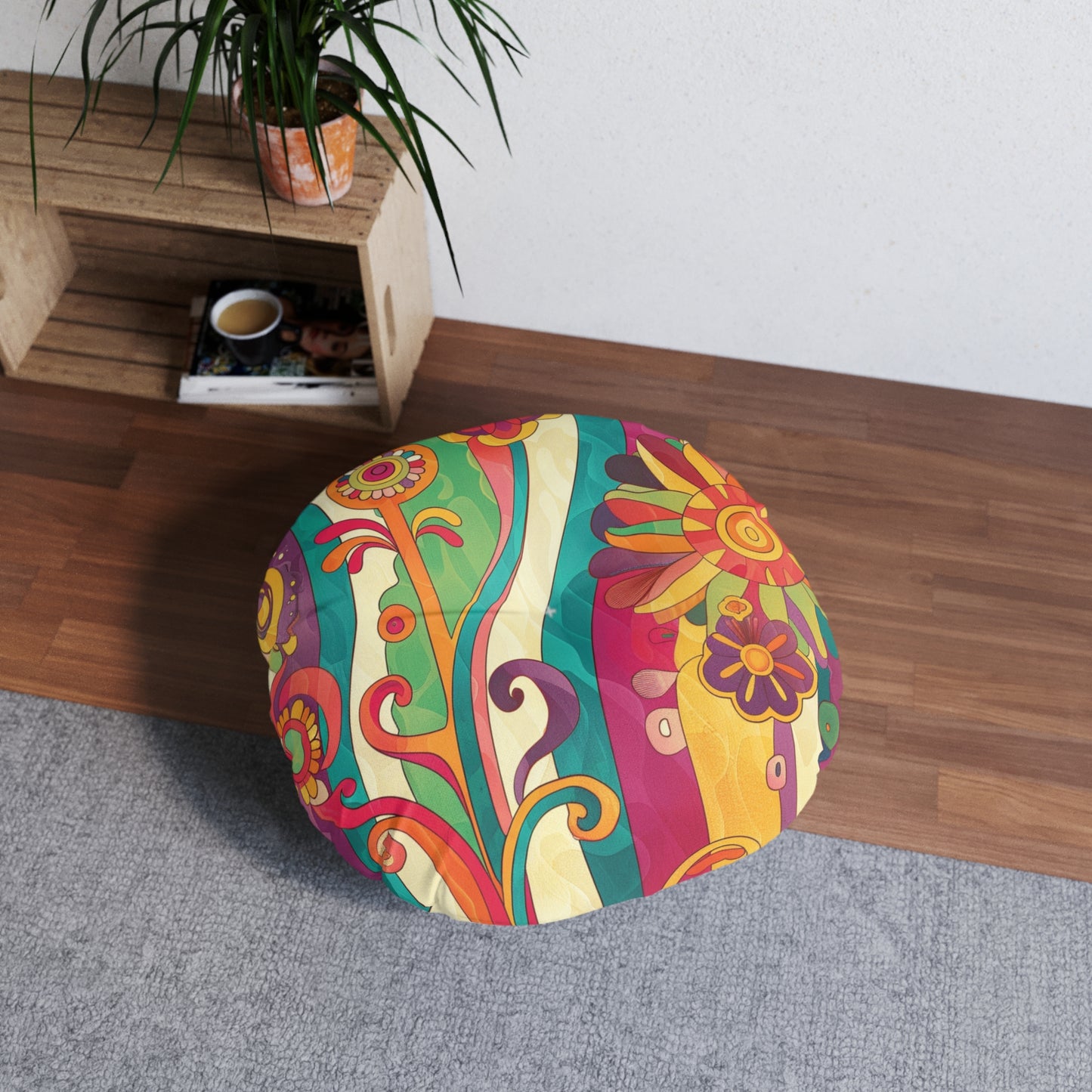 1970s-Inspired Round Tufted Floor Pillow | Vintage Glamour Meets Modern Comfort