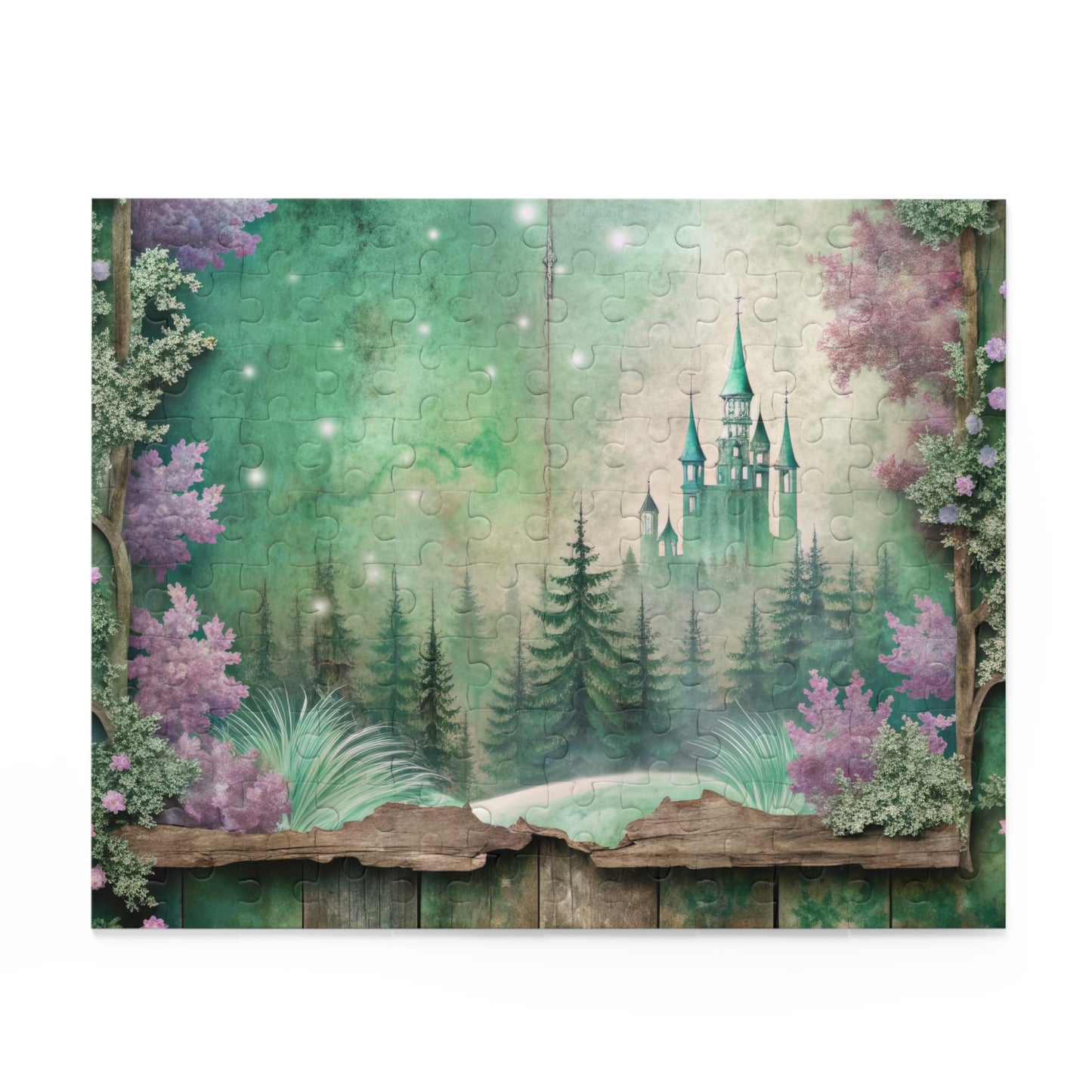 Enchanting Fairy Forest Puzzle – Custom Purple & Green Design for a Magical Family Activity | 3 Sizes for Family Fun & Relaxation
