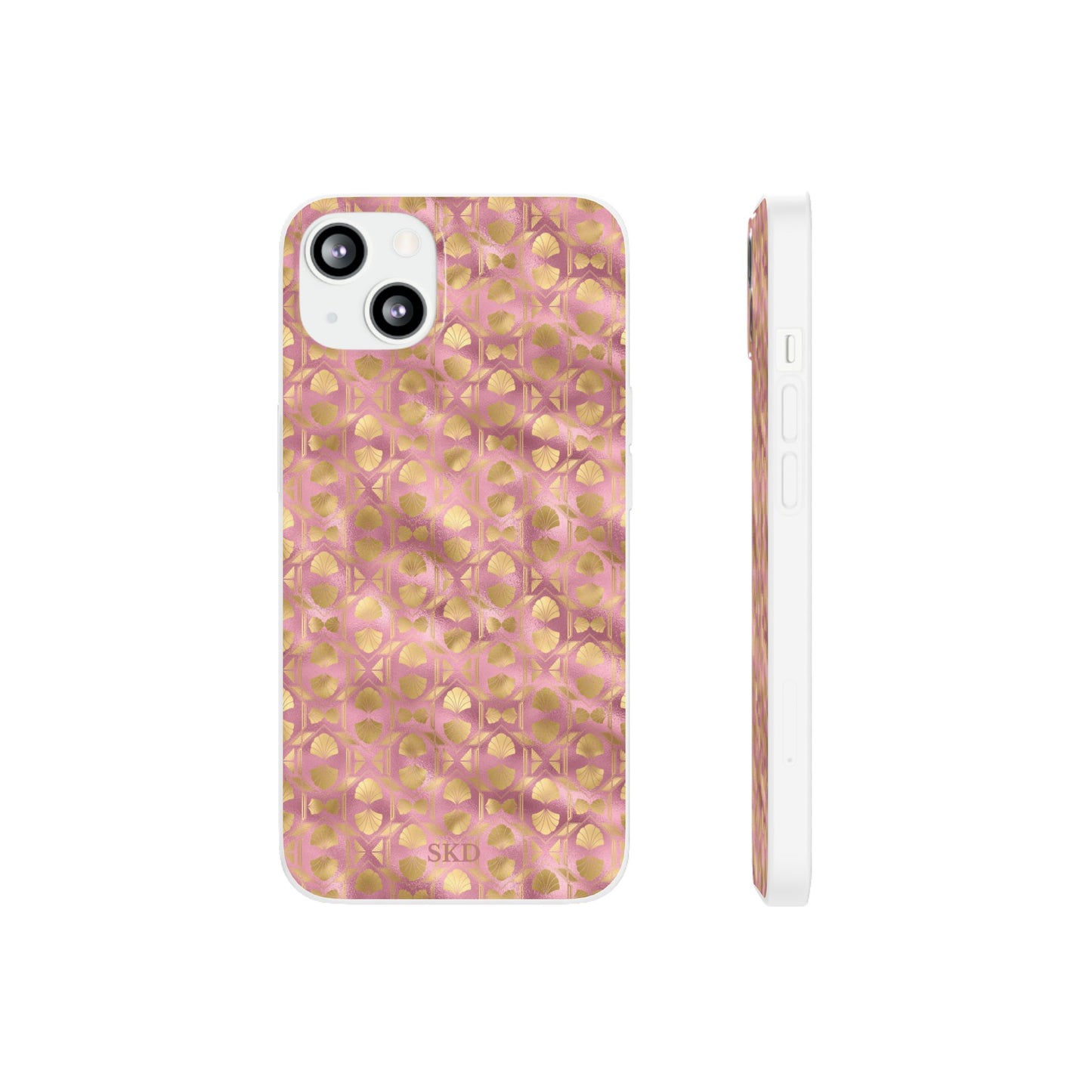 Collector's Vault: Blush Horizon | Soft, Pastel Pink & Gold iPhone Case | Shock-Absorbing TPU Protective Cover, Slim & Wireless Charging Compatible, All iPhone Sizes