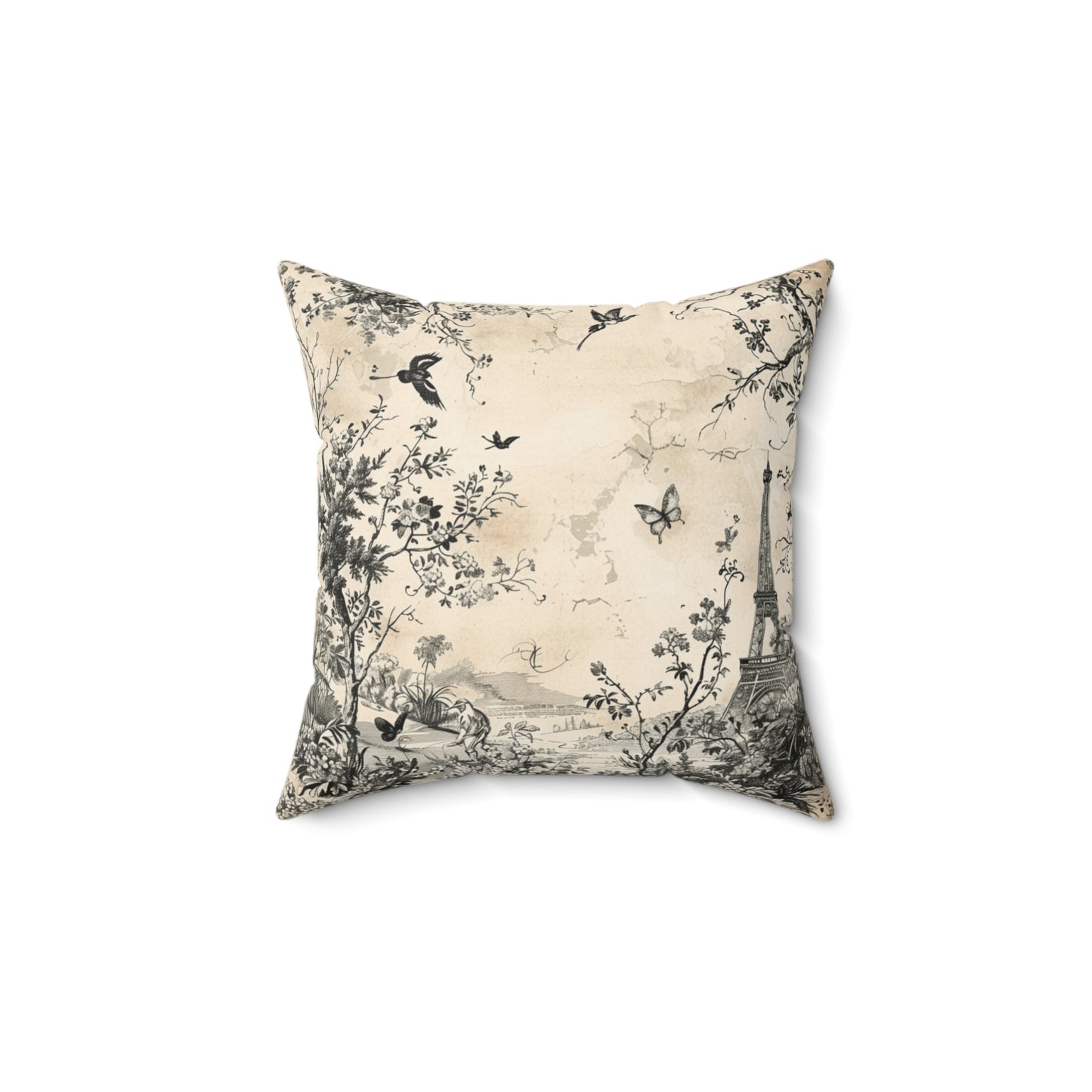 Eiffel Tower Custom Spun Polyester Square Pillow – Stylish Double-Sided Home Décor Accent for a Personalized Touch