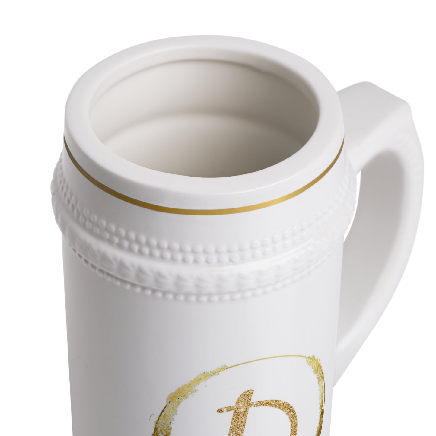 Letter D - Personalized Beer Stein Mug – Custom Initial Ceramic Stein with Gold Accents | Perfect Gift for Beer Lovers