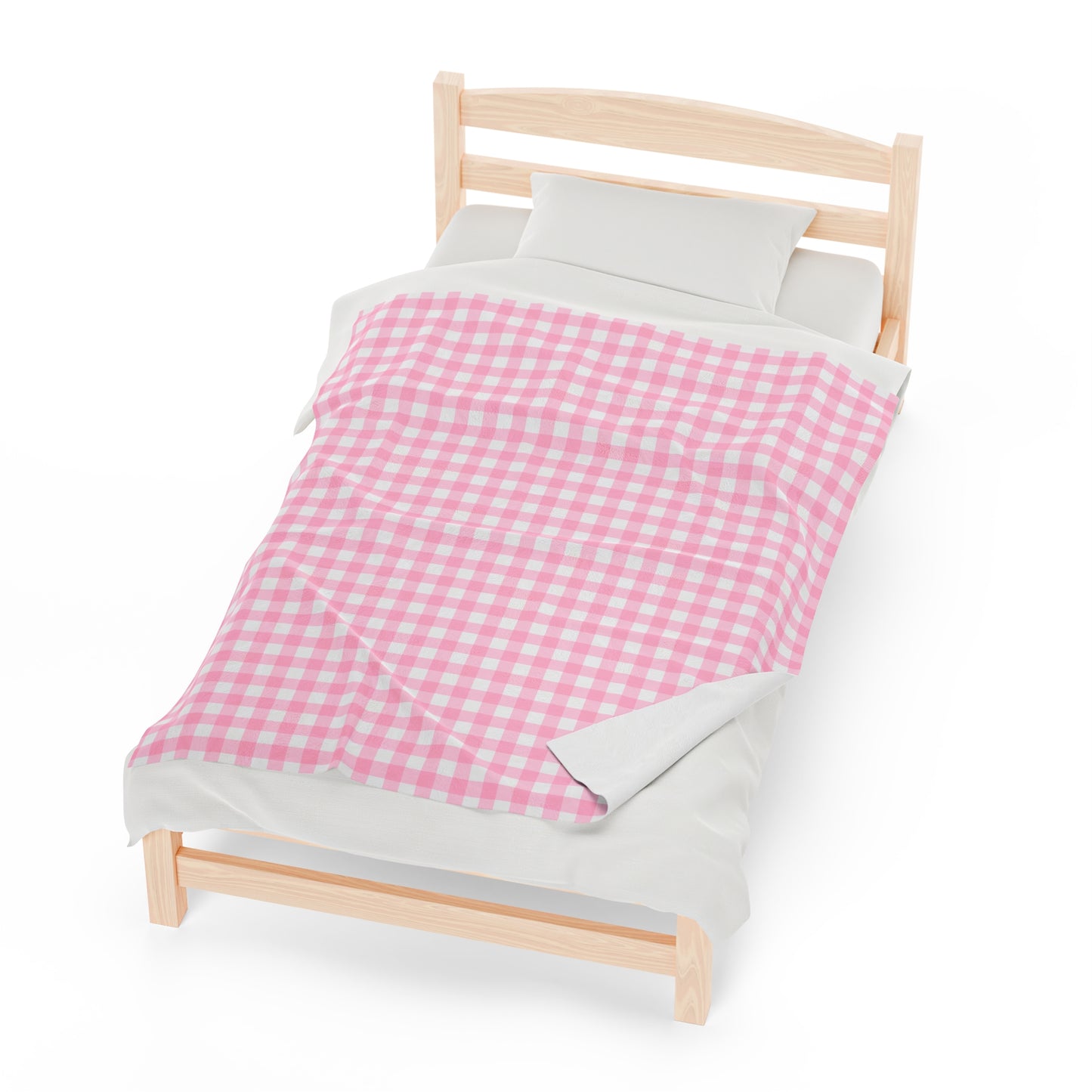 Custom Pink Check Plush Velveteen Plaid Blanket – Cozy, Soft, and Perfect for Personalized Gifts | 50x60