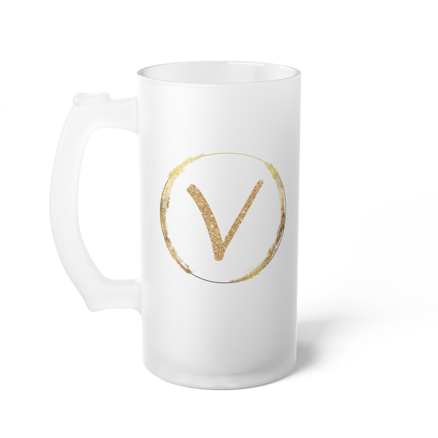 Letter V - Personalized 16oz Frosted Glass Mug – Stylish, Microwave & Dishwasher Safe Drinkware