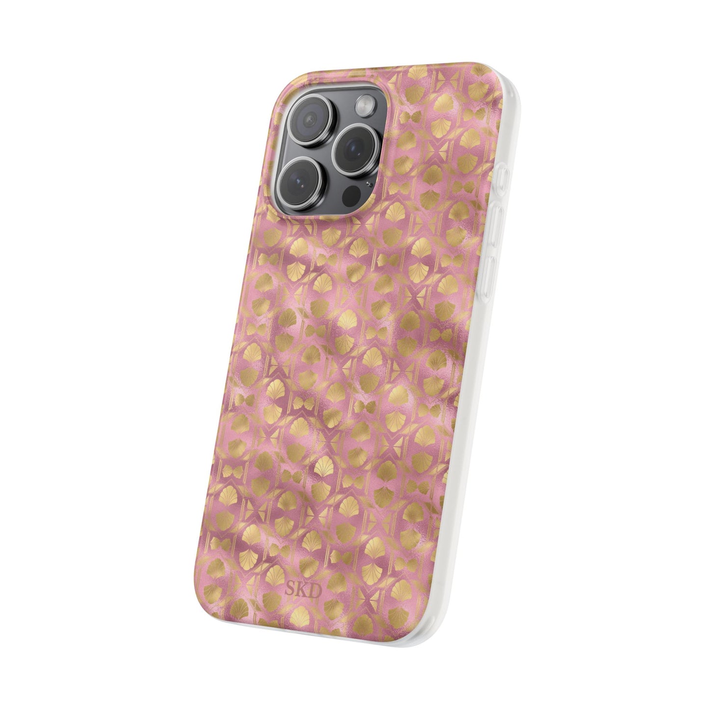 Collector's Vault: Blush Horizon | Soft, Pastel Pink & Gold iPhone Case | Shock-Absorbing TPU Protective Cover, Slim & Wireless Charging Compatible, All iPhone Sizes