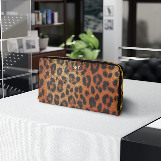 Elysian Safari | Leopard Faux Leather Zipper Wallet | Gilded Edge for the Modern Muse
