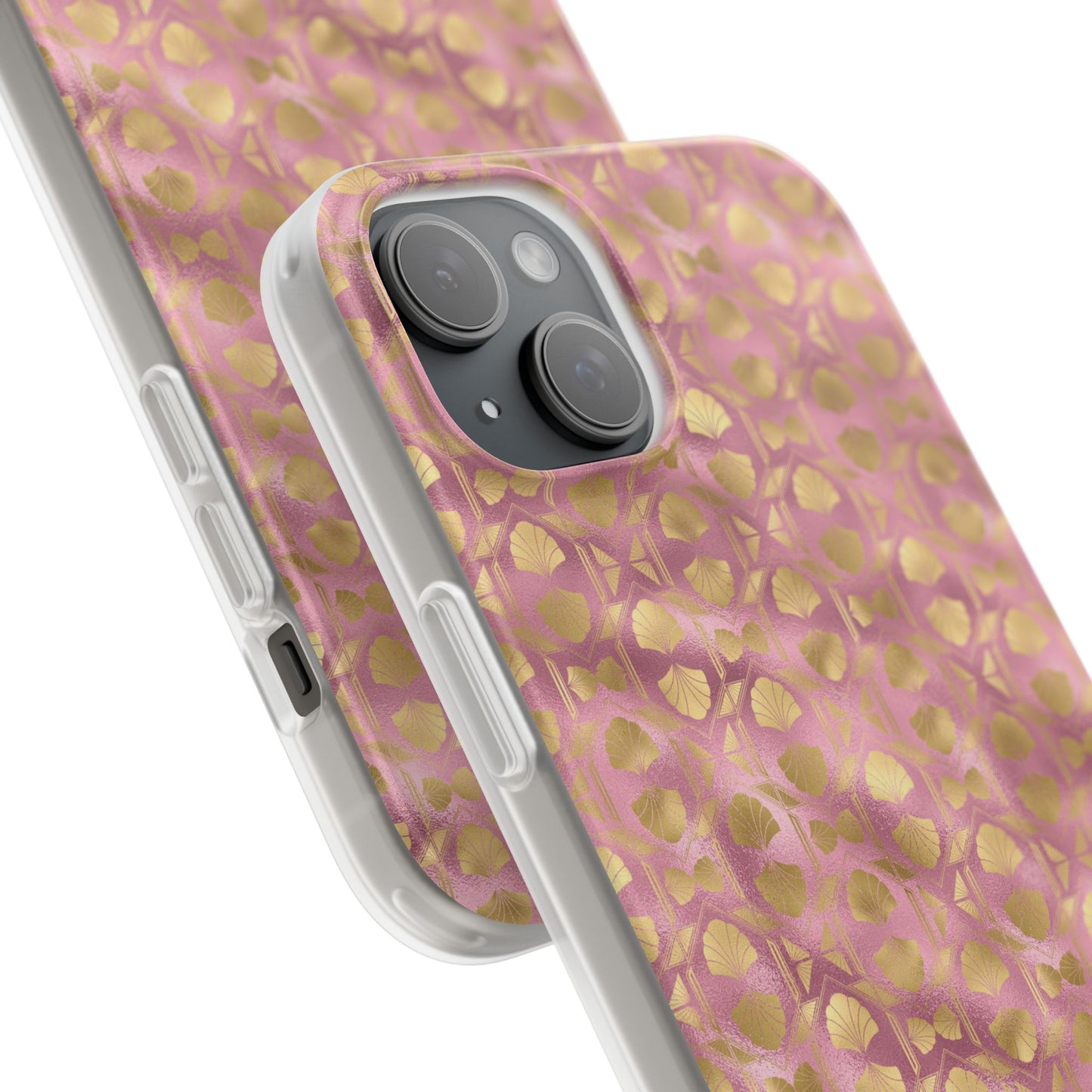 Collector's Vault: Blush Horizon | Soft, Pastel Pink & Gold iPhone Case | Shock-Absorbing TPU Protective Cover, Slim & Wireless Charging Compatible, All iPhone Sizes