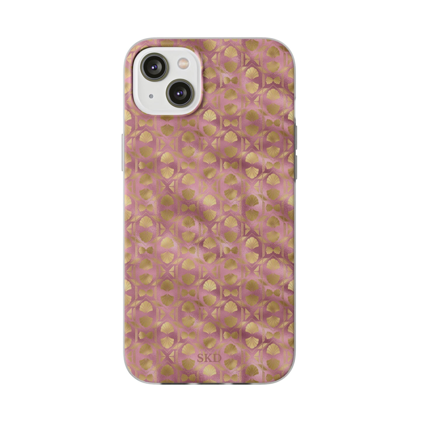 Collector's Vault: Blush Horizon | Soft, Pastel Pink & Gold iPhone Case | Shock-Absorbing TPU Protective Cover, Slim & Wireless Charging Compatible, All iPhone Sizes