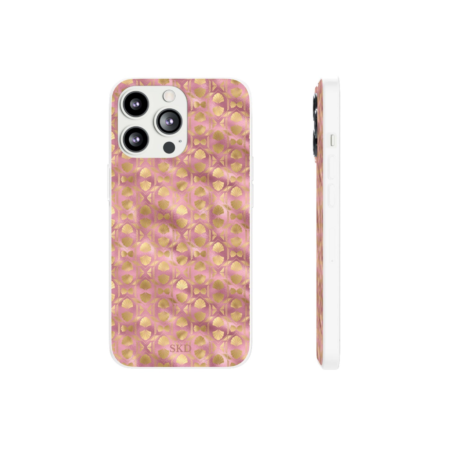 Collector's Vault: Blush Horizon | Soft, Pastel Pink & Gold iPhone Case | Shock-Absorbing TPU Protective Cover, Slim & Wireless Charging Compatible, All iPhone Sizes