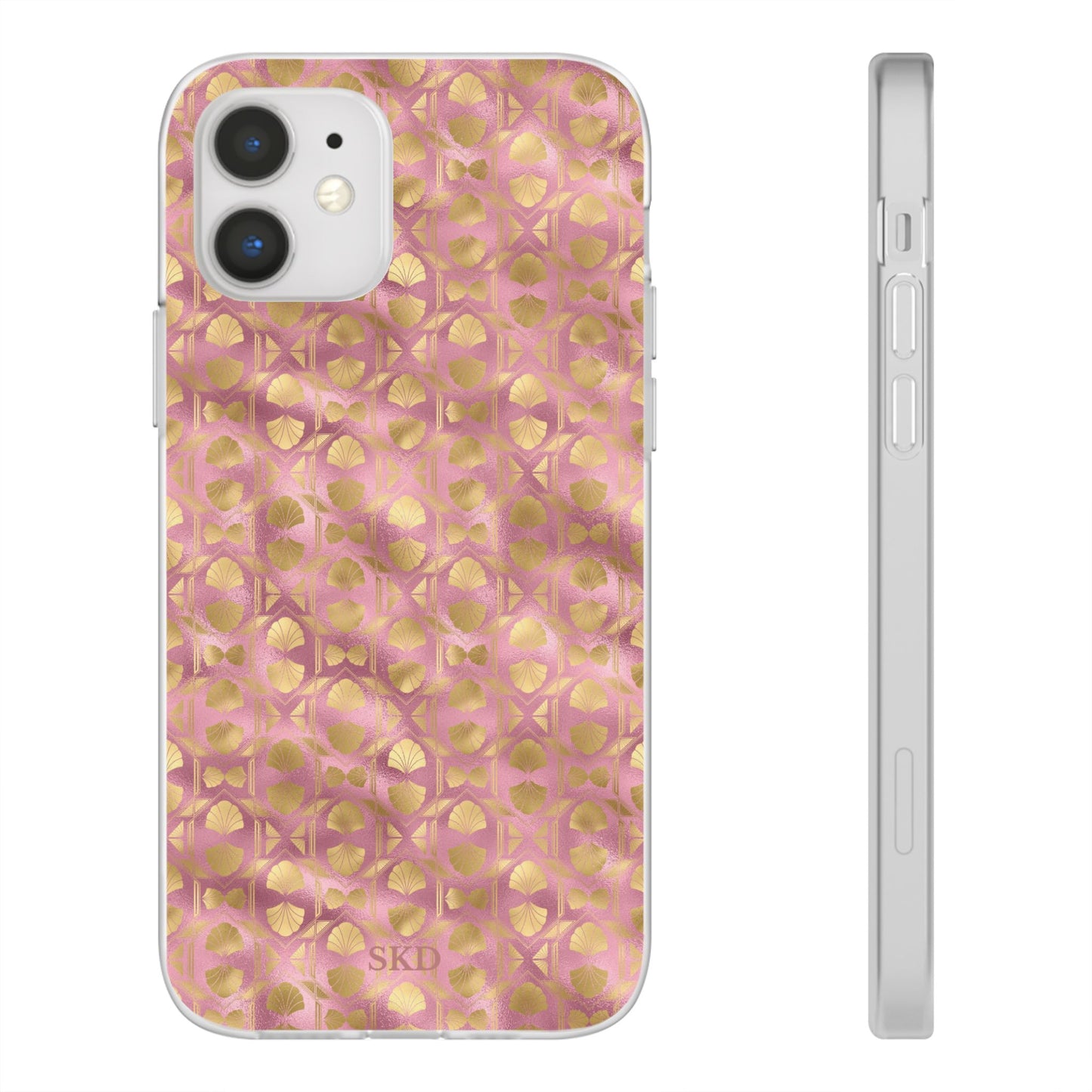 Collector's Vault: Blush Horizon | Soft, Pastel Pink & Gold iPhone Case | Shock-Absorbing TPU Protective Cover, Slim & Wireless Charging Compatible, All iPhone Sizes