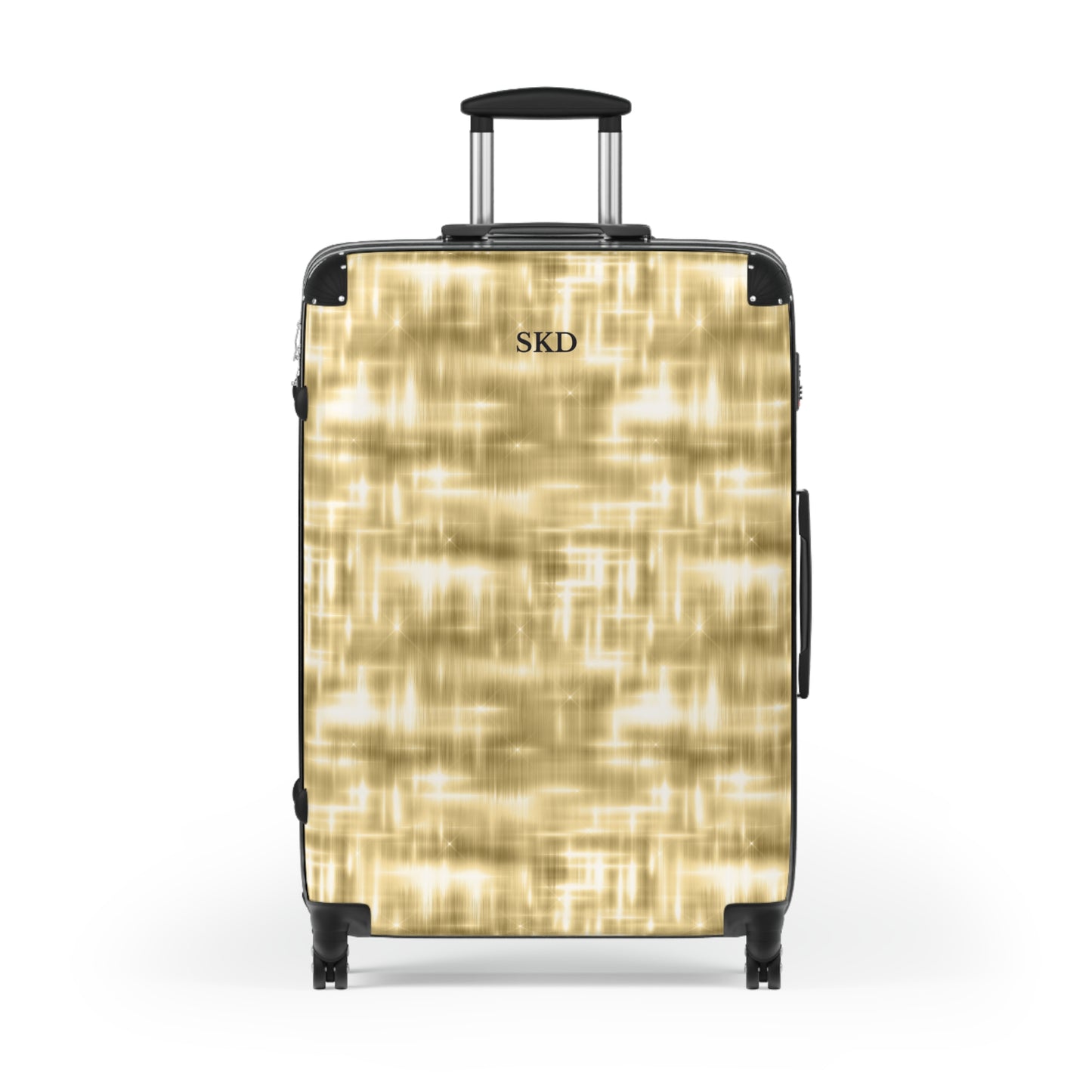 Aurum Gala | Glitter & Gold Suitcase with Built-In Lock and Durable Protection | Radiant Showpiece for Stylish Travel, Lightweight Carry-On, Vacation Essential