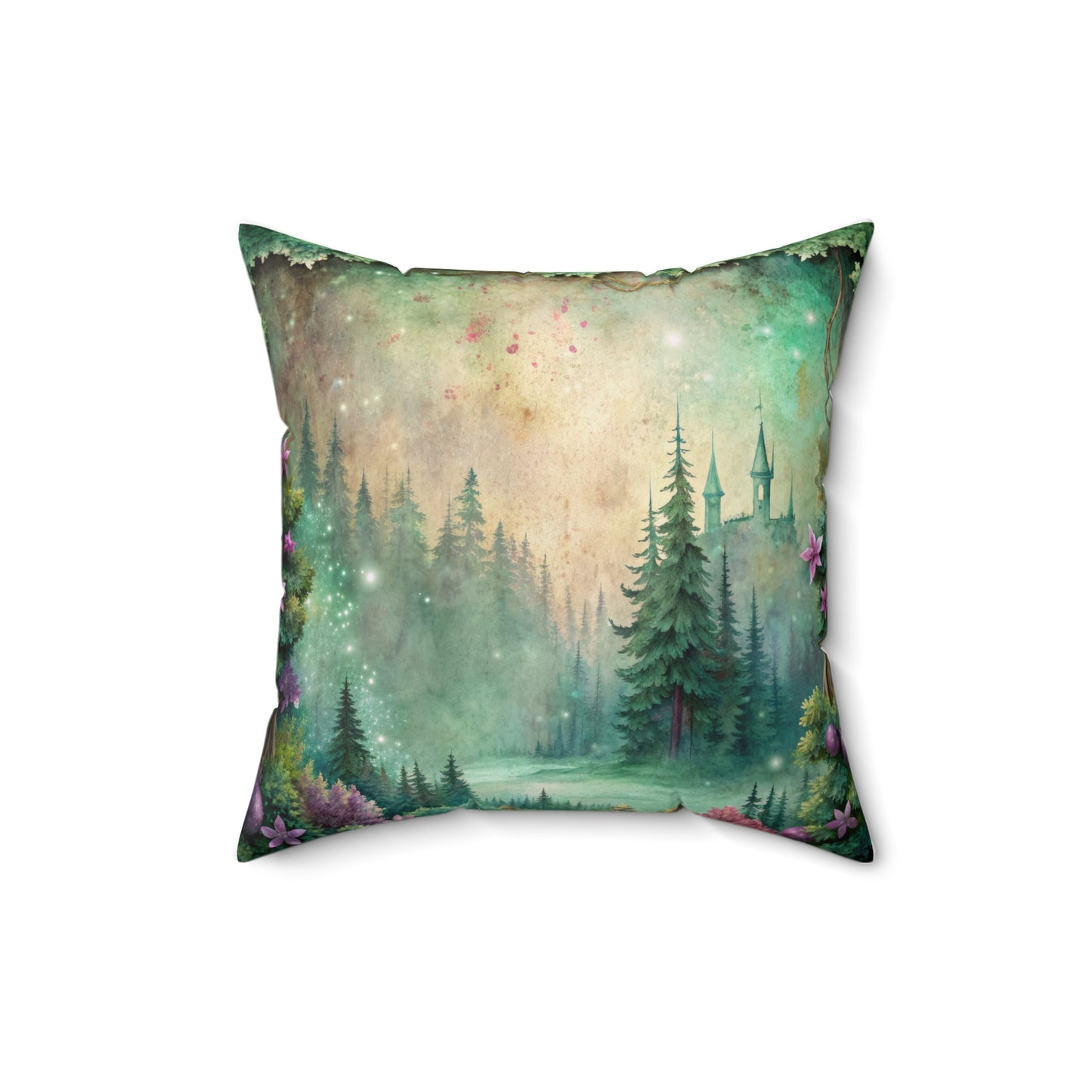 Custom Spun Polyester Square Pillow – Stylish Double-Sided Home Décor Accent for a Personalized Touch - Fairy Forest