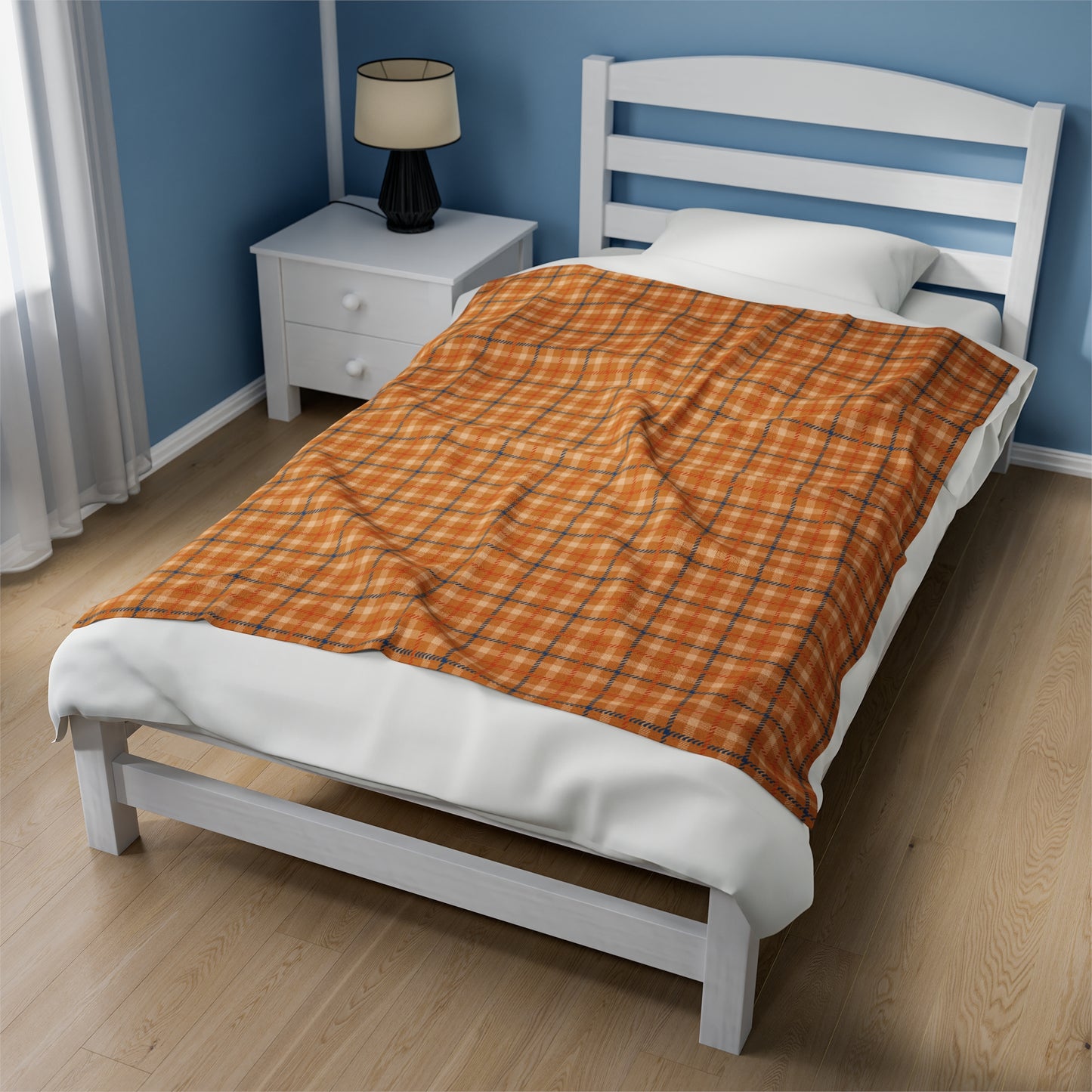 Custom Orange Brown Plush Velveteen Plaid Blanket – Cozy, Soft, and Perfect for Personalized Gifts | 50x60 - Signature Keepsake Designs
