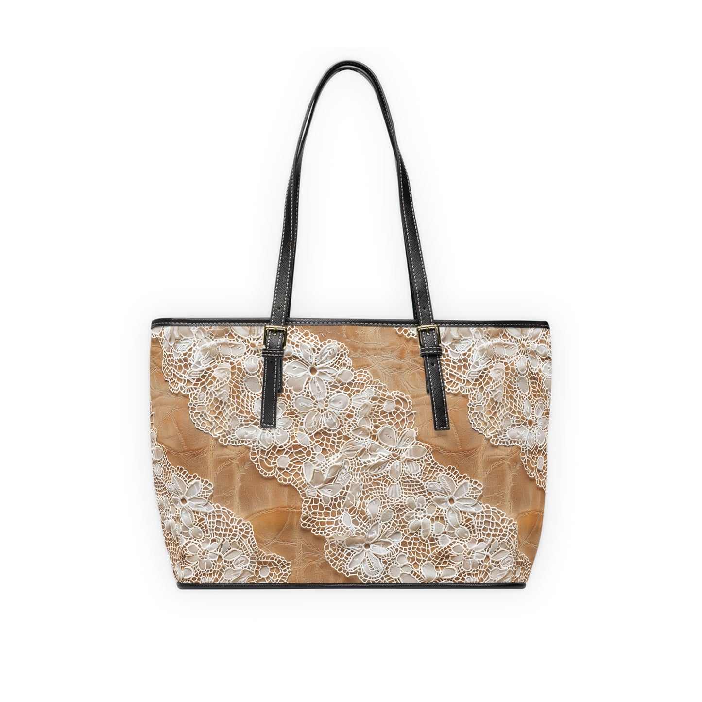 Core Collection: Demure Elegance | Soft Lace & Beige Smooth Faux Leather Shoulder Bag | Understated Luxury for Graceful Women