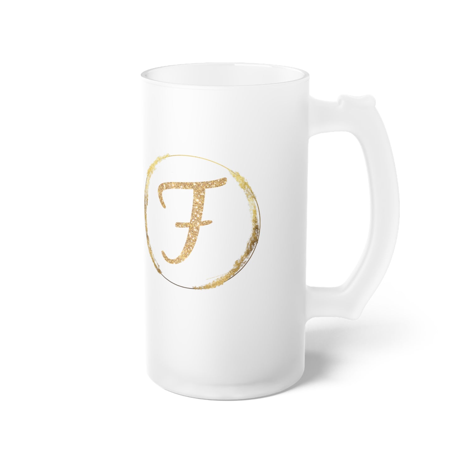 Letter F - Personalized 16oz Frosted Glass Mug – Stylish, Microwave & Dishwasher Safe Drinkware