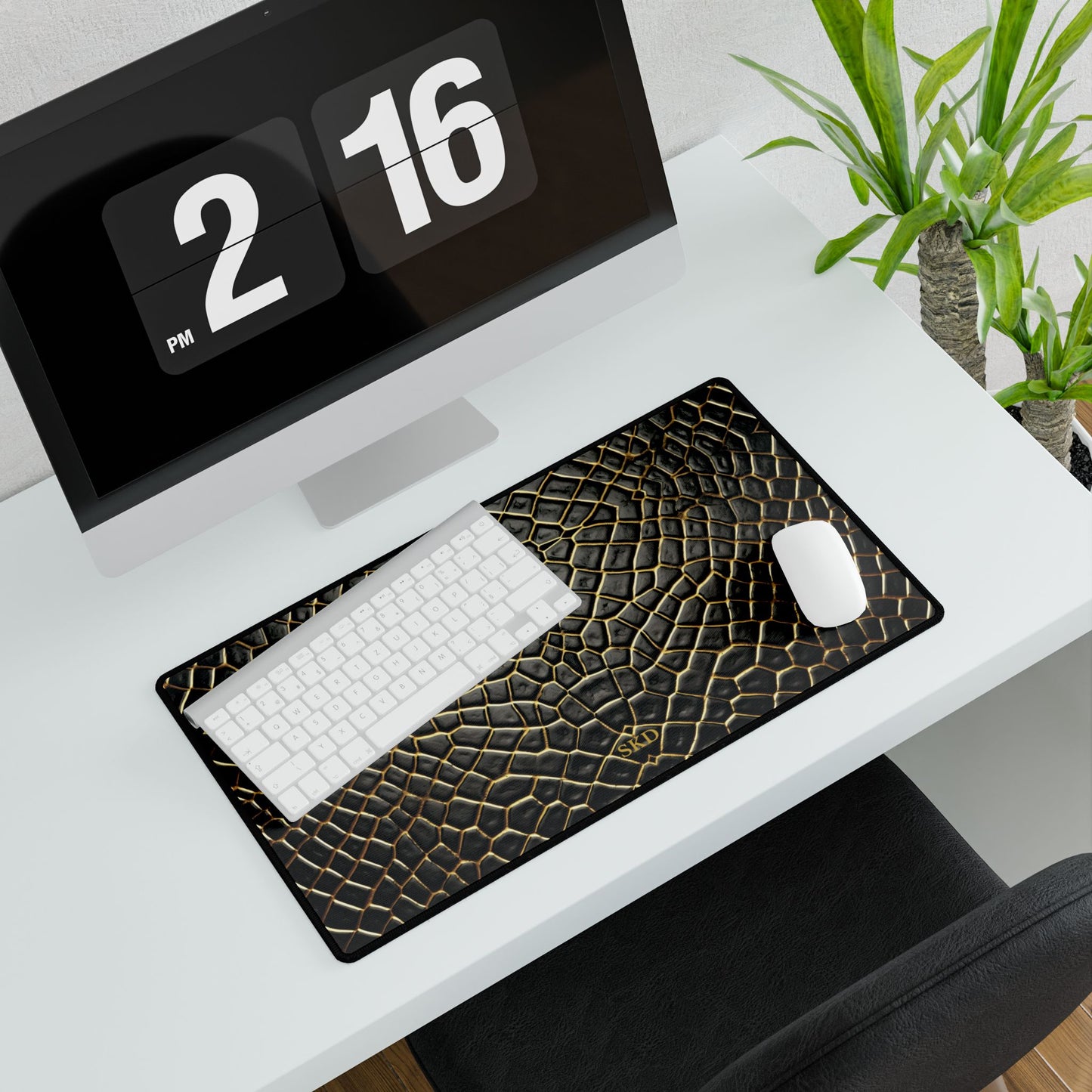 LIMITED EDITION: Obsidian Venom | Stiking Black & Gold Faux Snake Computer Desk Mat | Non-Slip Rubber Base, Smooth Surface for Home Office, Gaming & Creative Spaces