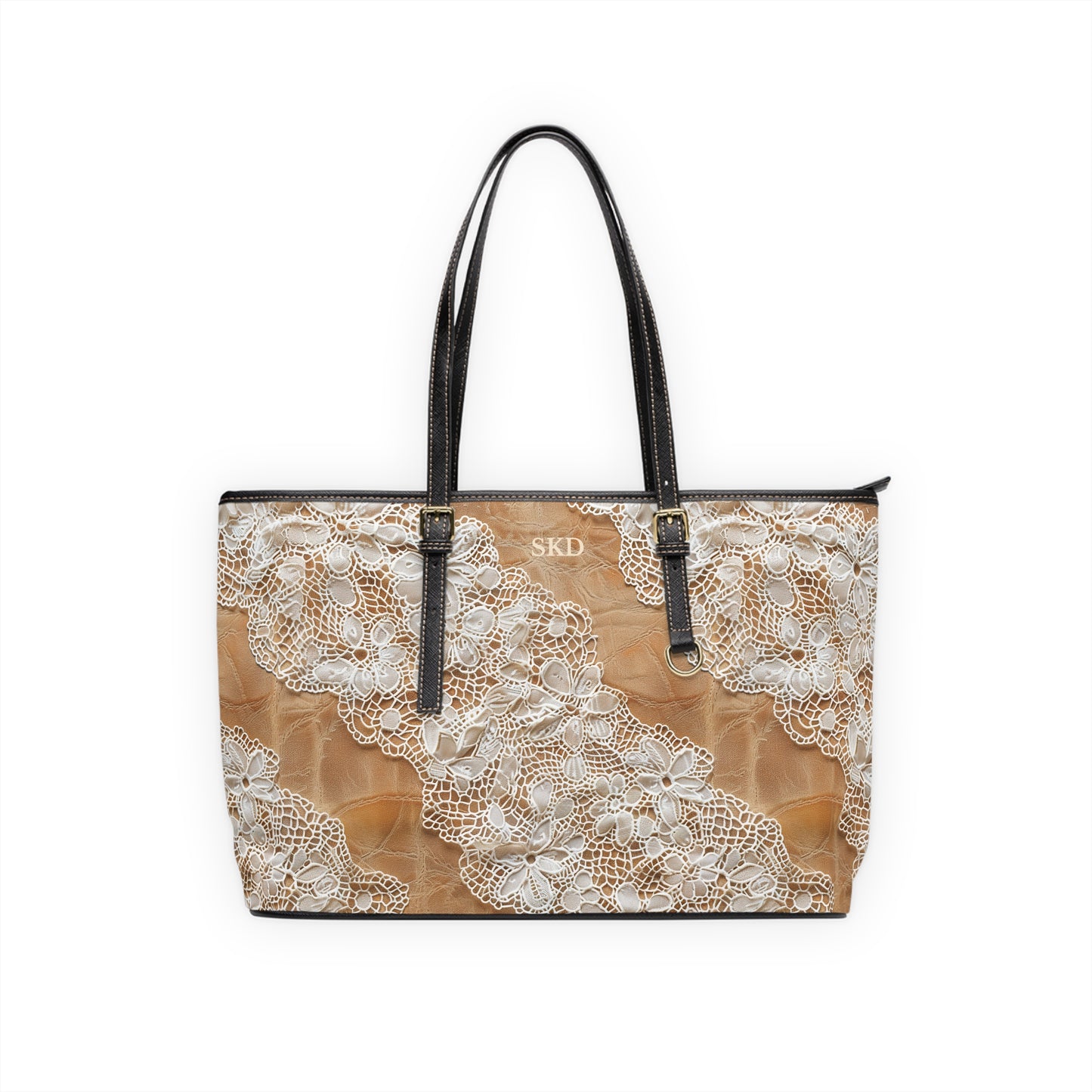 Demure Elegance | Soft Lace & Beige Smooth Faux Leather Shoulder Bag | Understated Luxury for Graceful Women