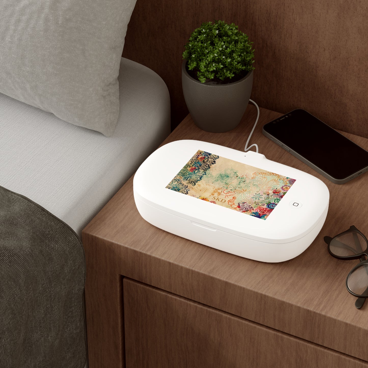 LIMITED EDITION: Timeless Tapestry | Vintage Floral UV Phone Sanitizer & Wireless Charging Pad | Multi-Color Design, Kills 99% of Germs, Fits Phones, Keys & Jewelry