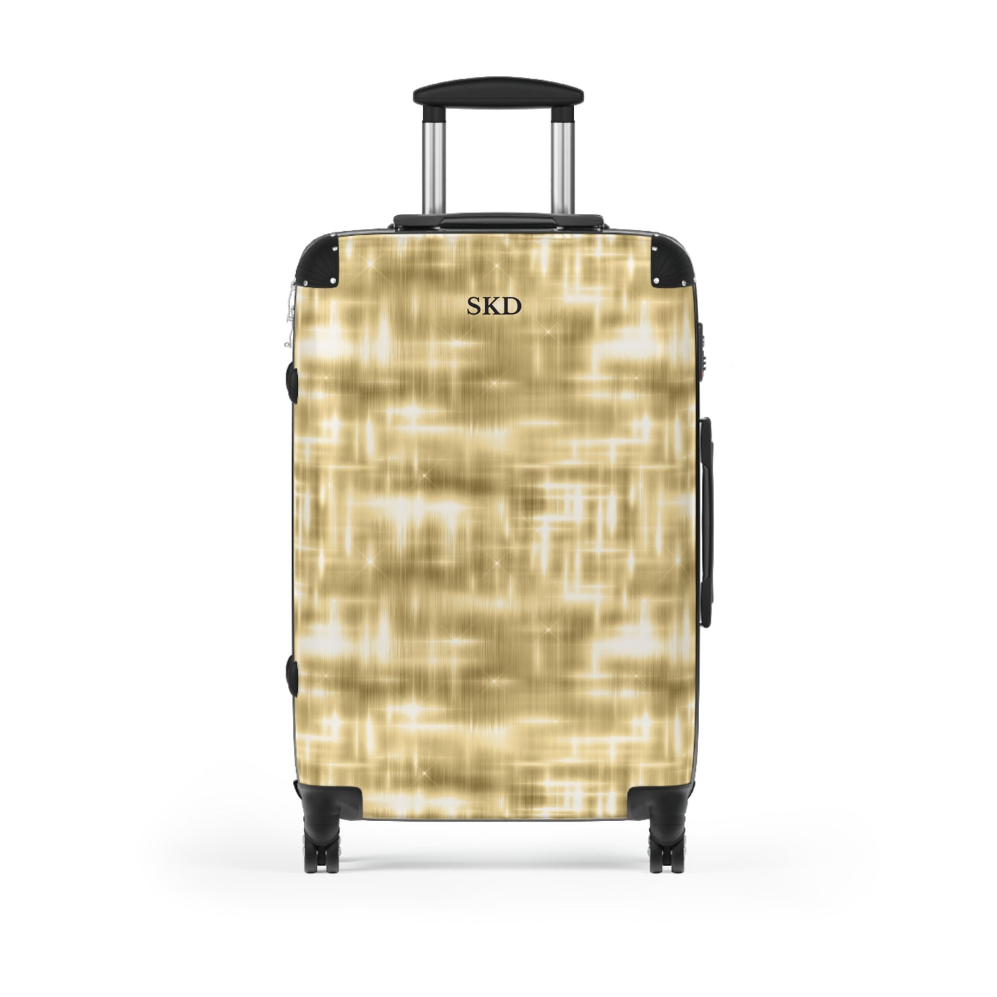 Aurum Gala | Glitter & Gold Suitcase with Built-In Lock and Durable Protection | Radiant Showpiece for Stylish Travel, Lightweight Carry-On, Vacation Essential