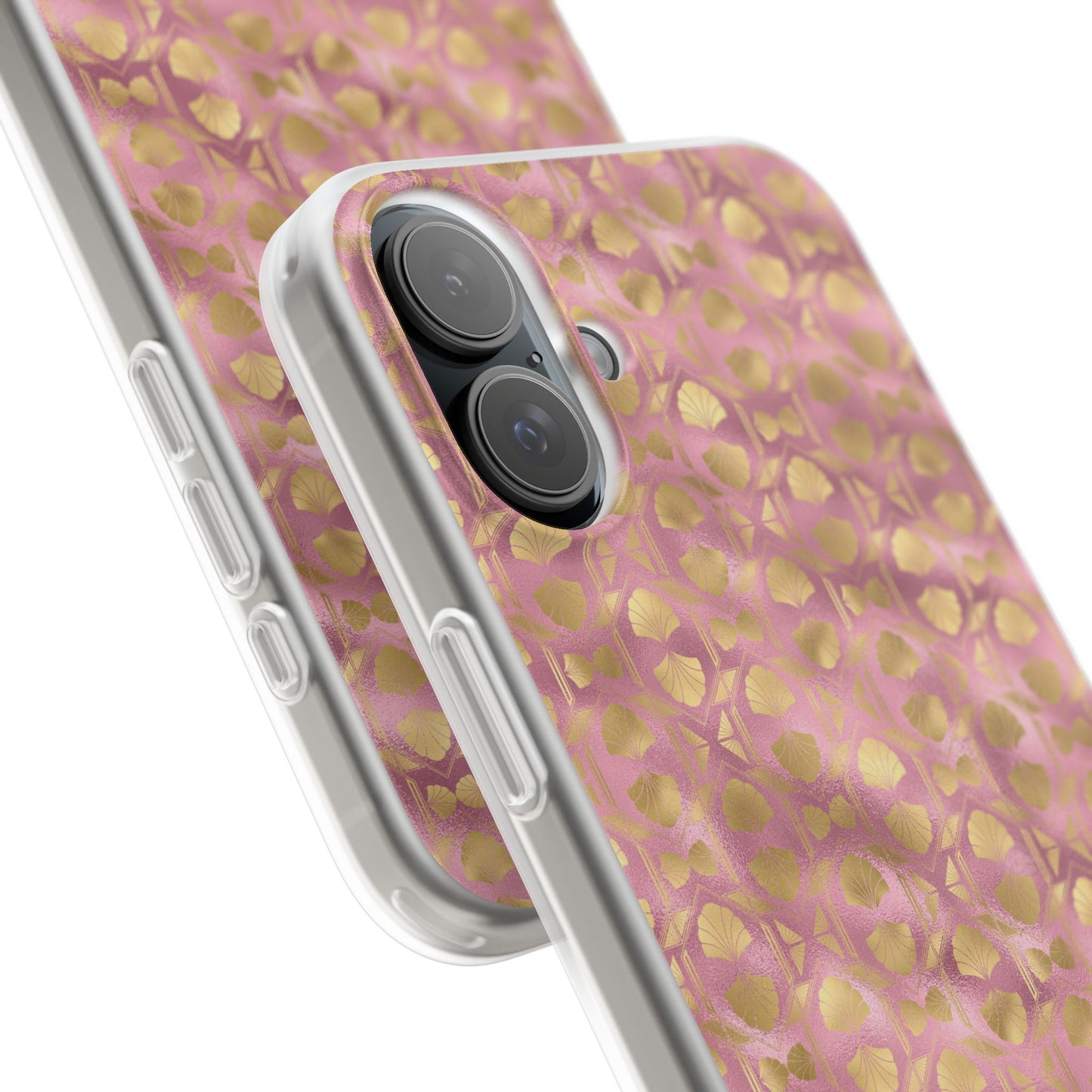 Collector's Vault: Blush Horizon | Soft, Pastel Pink & Gold iPhone Case | Shock-Absorbing TPU Protective Cover, Slim & Wireless Charging Compatible, All iPhone Sizes