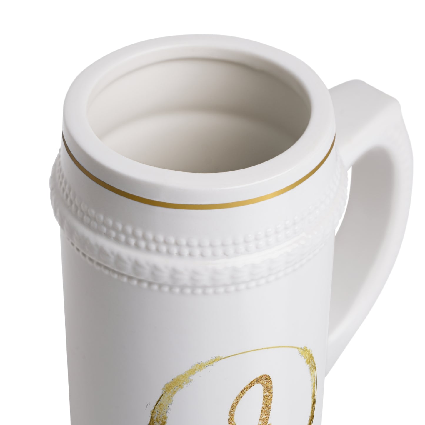 Letter J - Personalized Beer Stein Mug – Custom Initial Ceramic Stein with Gold Accents | Perfect Gift for Beer Lovers