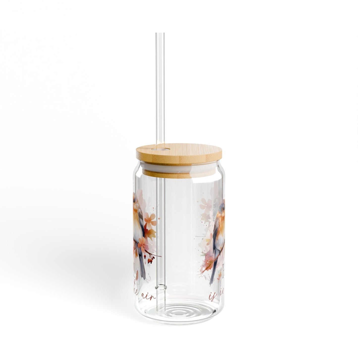 'Fall Is In The Air' | 16oz Custom Sipper Glass with Bamboo Lid & Straw – Perfect for Sweet Treats and Family Parties
