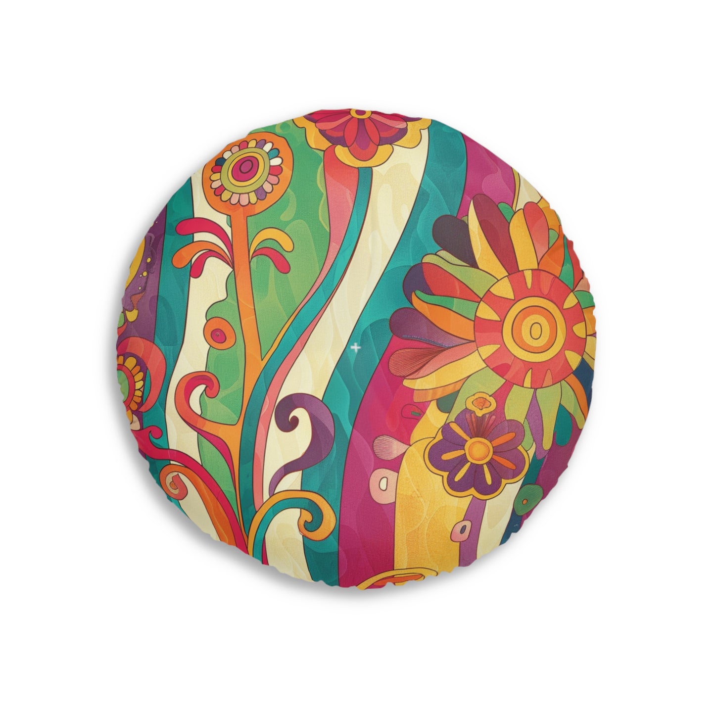 1970s-Inspired Round Tufted Floor Pillow | Vintage Glamour Meets Modern Comfort