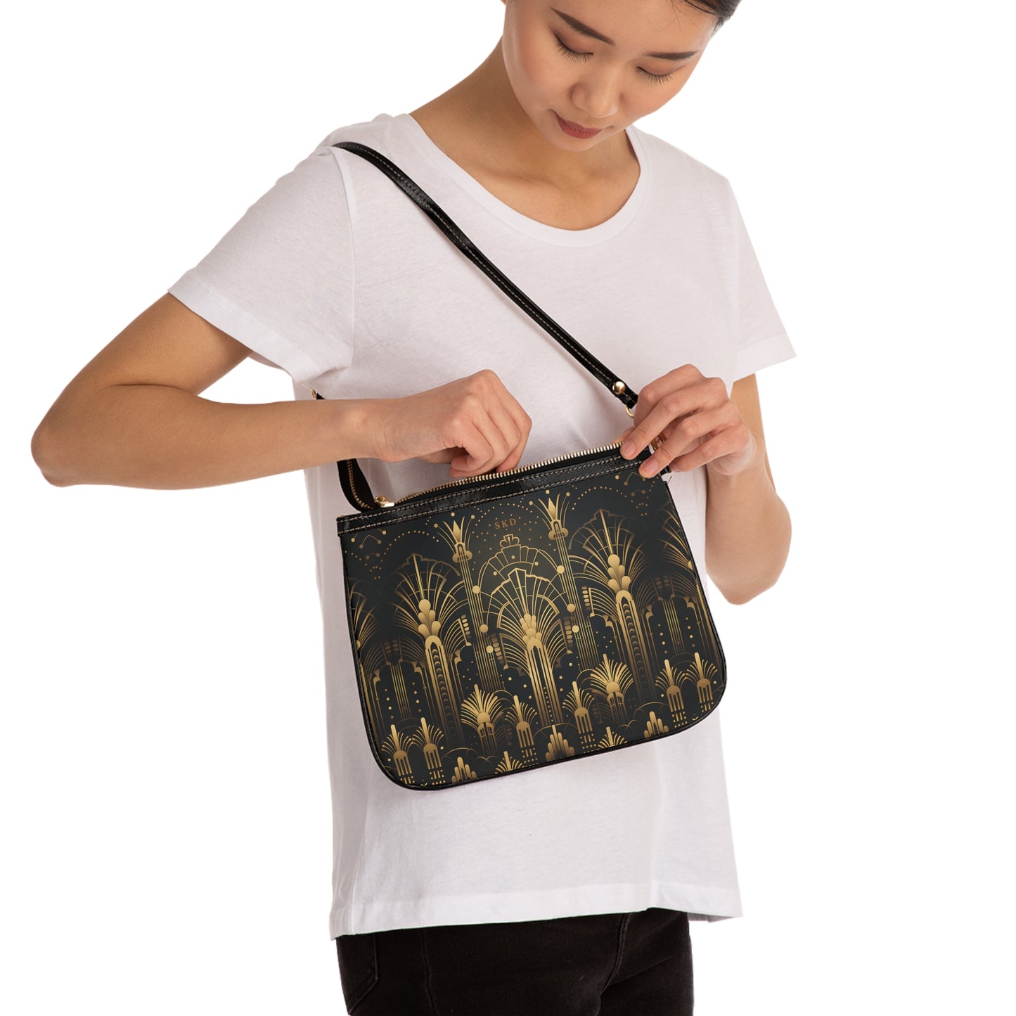 LIMITED EDITION: Gatsby Opulence | Black & Gold Art Deco Small Shoulder Bag | Jazz Age Glamour for Modern Sophistication