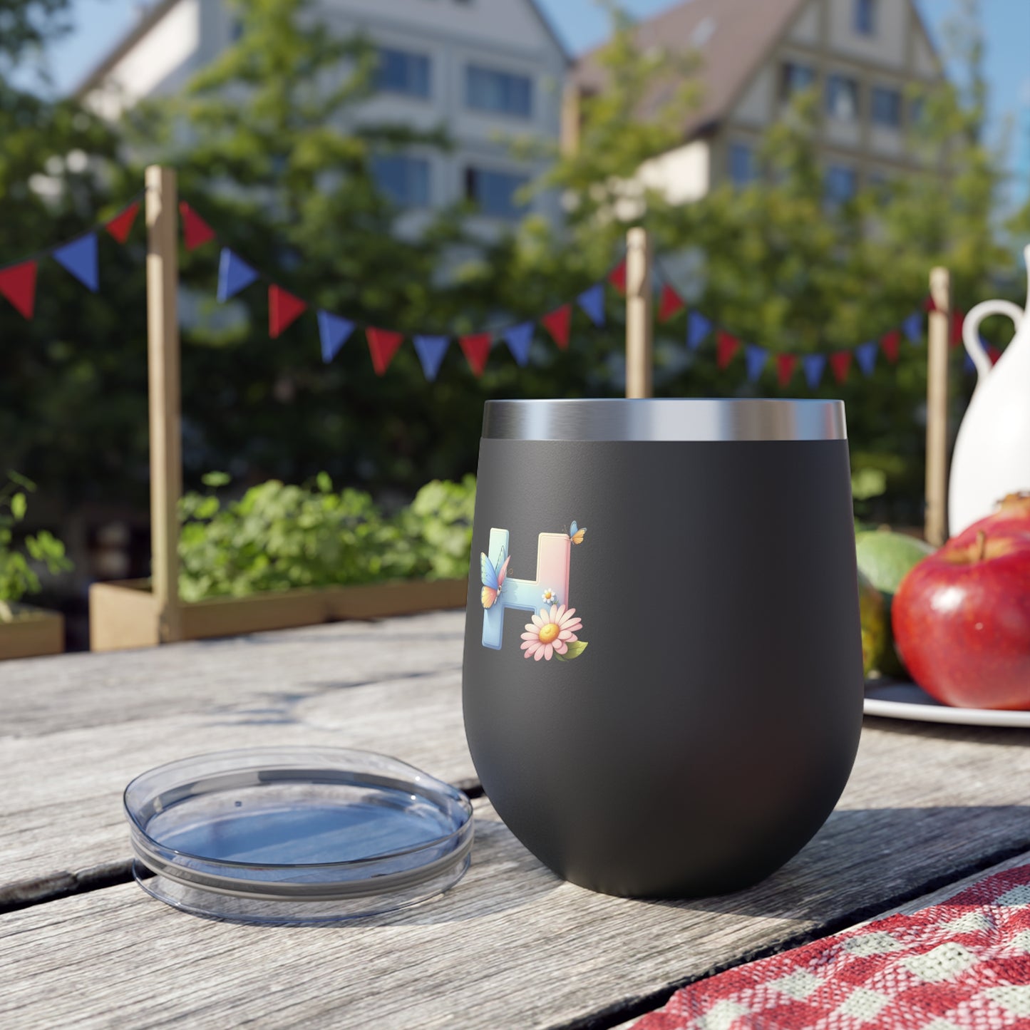 Letter H - Personalized Whimsical Butterfly Copper Vacuum Insulated Cup, 12 oz – Perfect for Weddings