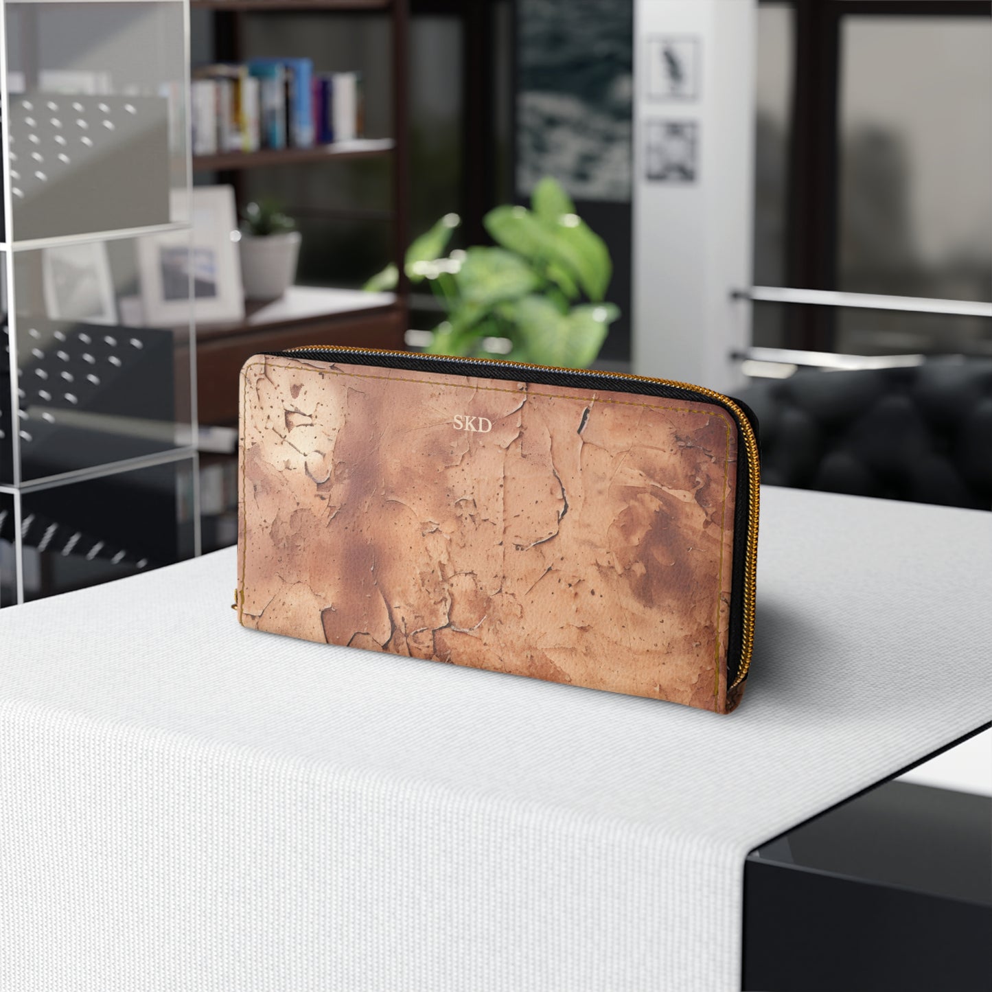 Heritage Luxe | Cognac Brown Faux Leather Zipper Wallet | Classic Sophistication with a Timeless Touch