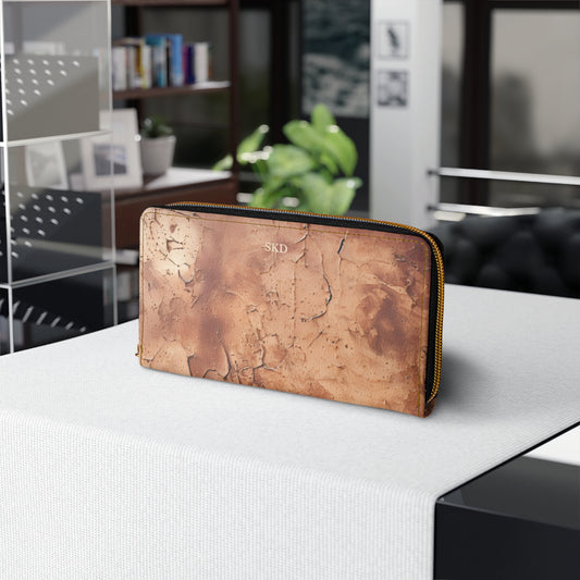 Heritage Luxe | Cognac Brown Faux Leather Zipper Wallet | Classic Sophistication with a Timeless Touch