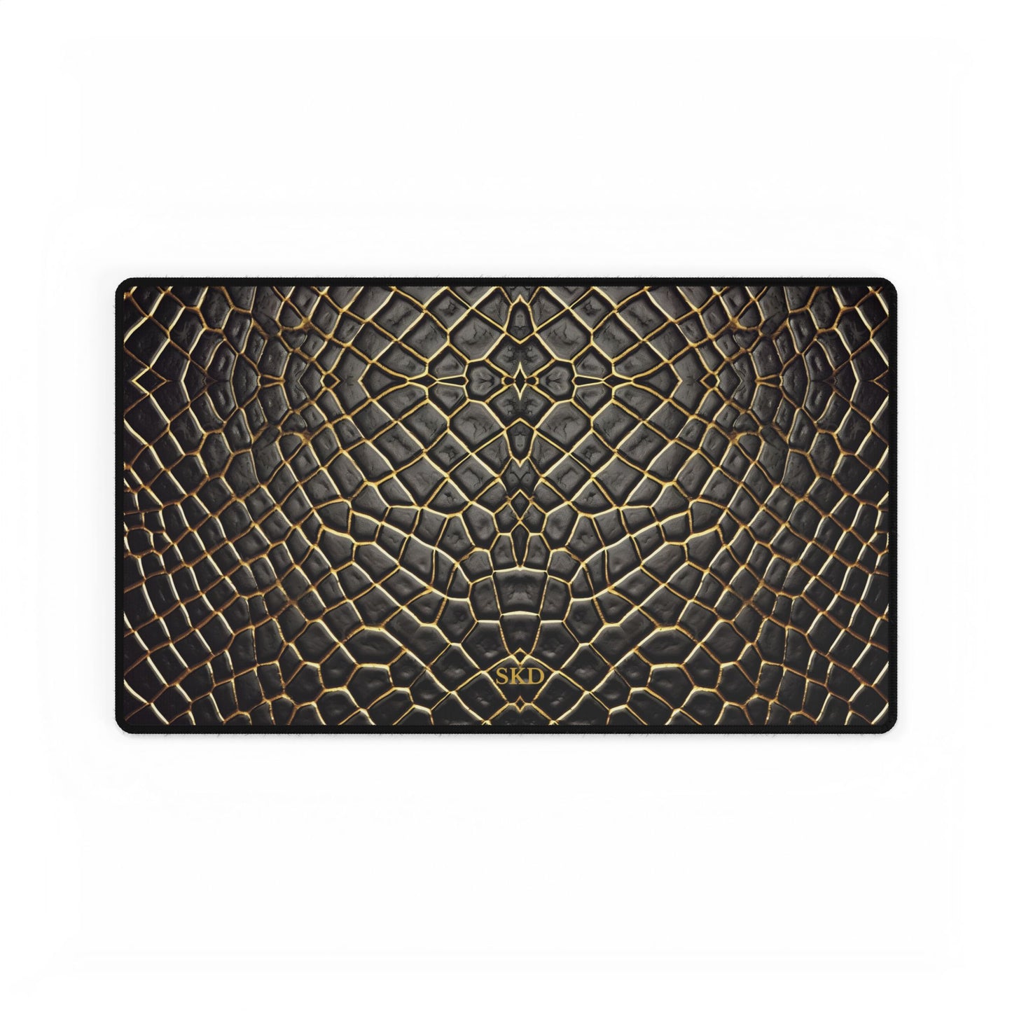 LIMITED EDITION: Obsidian Venom | Stiking Black & Gold Faux Snake Computer Desk Mat | Non-Slip Rubber Base, Smooth Surface for Home Office, Gaming & Creative Spaces