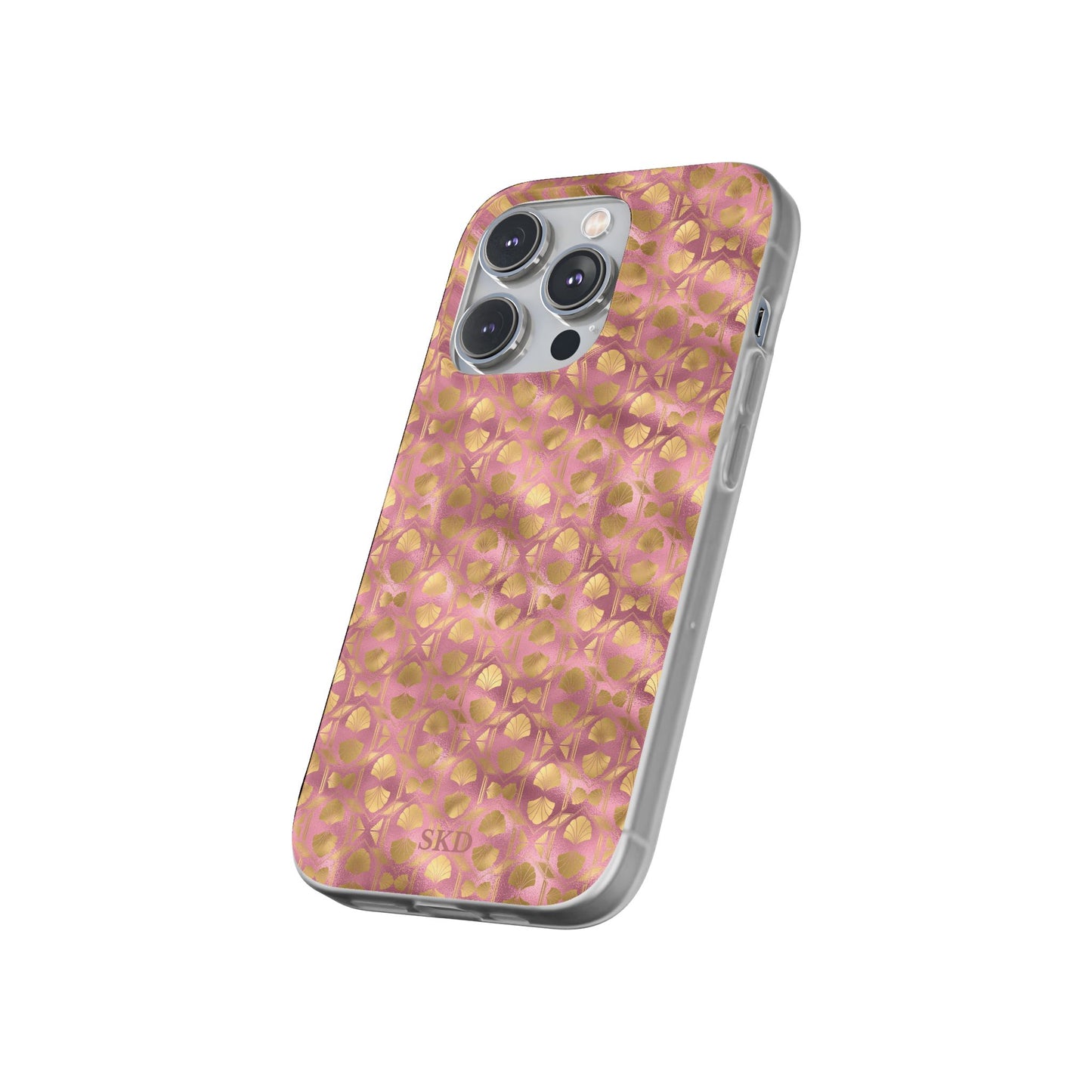 Collector's Vault: Blush Horizon | Soft, Pastel Pink & Gold iPhone Case | Shock-Absorbing TPU Protective Cover, Slim & Wireless Charging Compatible, All iPhone Sizes